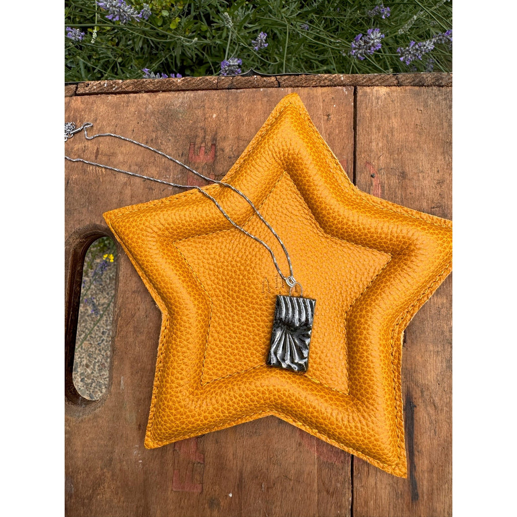 Boho Ceramic Pendant Necklace Jewelry Boho Pottery Necklace Rectangle Accessory