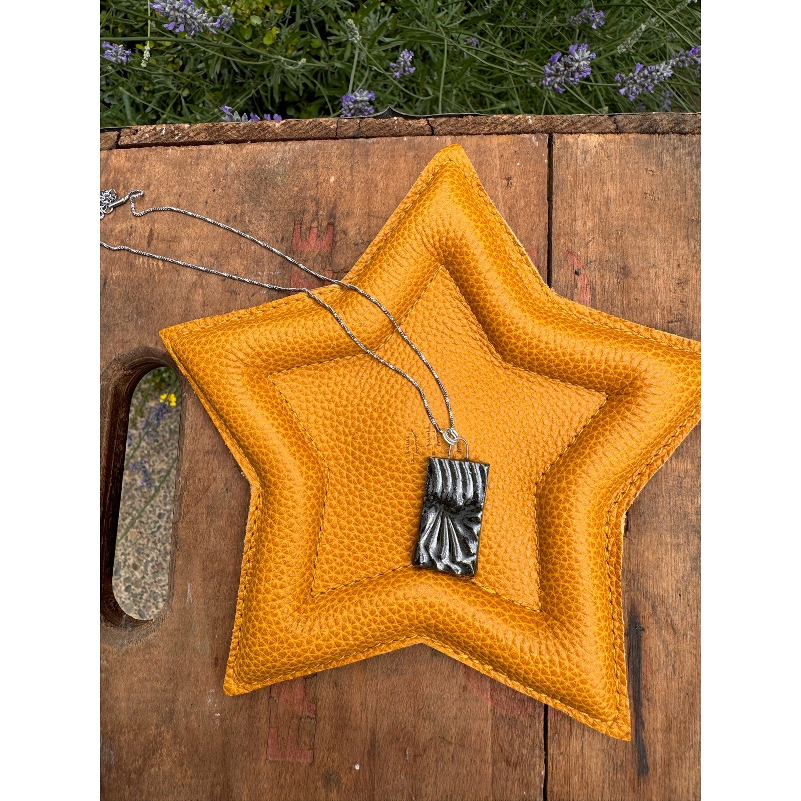 Boho Ceramic Pendant Necklace Jewelry Boho Pottery Necklace Rectangle Accessory