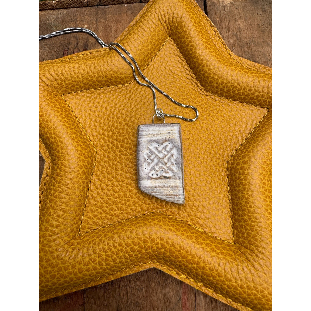 Ceramic Off White Pendant Necklace Handcrafted Jewelry Neutral Necklace