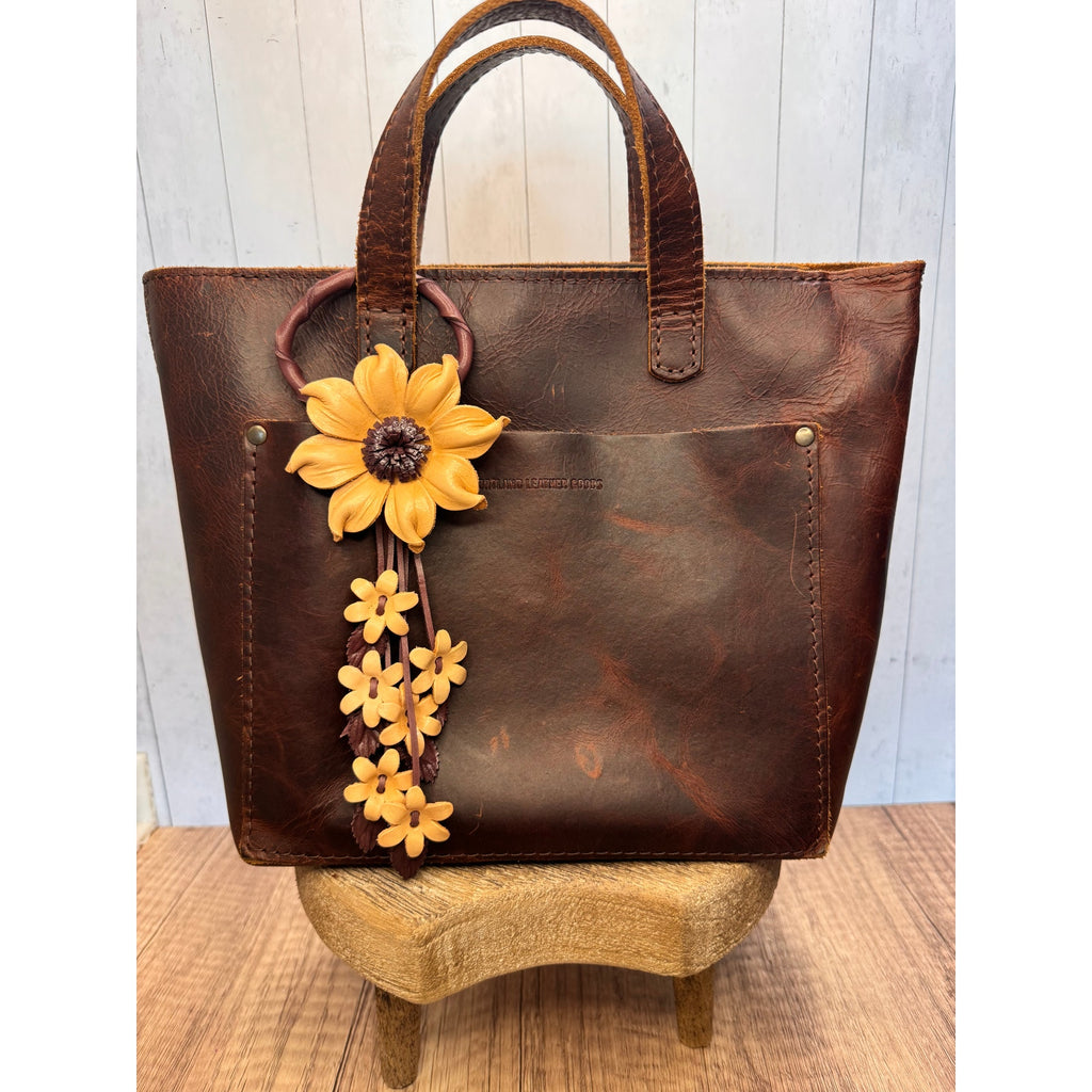 Cream Neutral Daisy Leather Flower Purse Charm Genuine Leather Beige Bag Charm