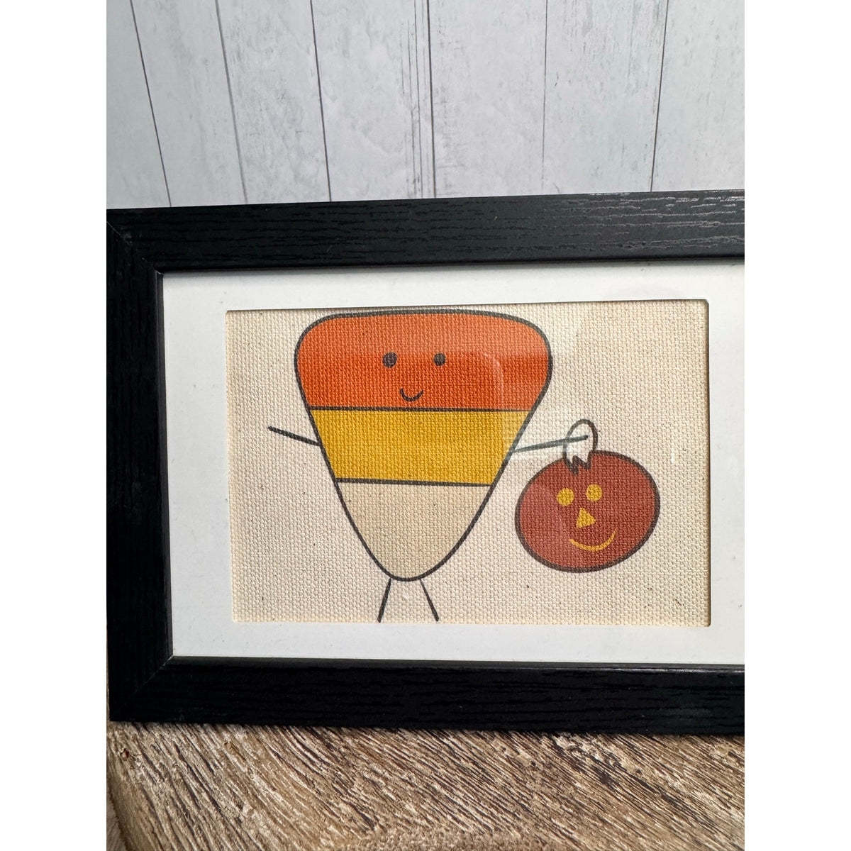 Mini Halloween Candy Corn Picture Frame Original Art West Hills Studio Artisan
