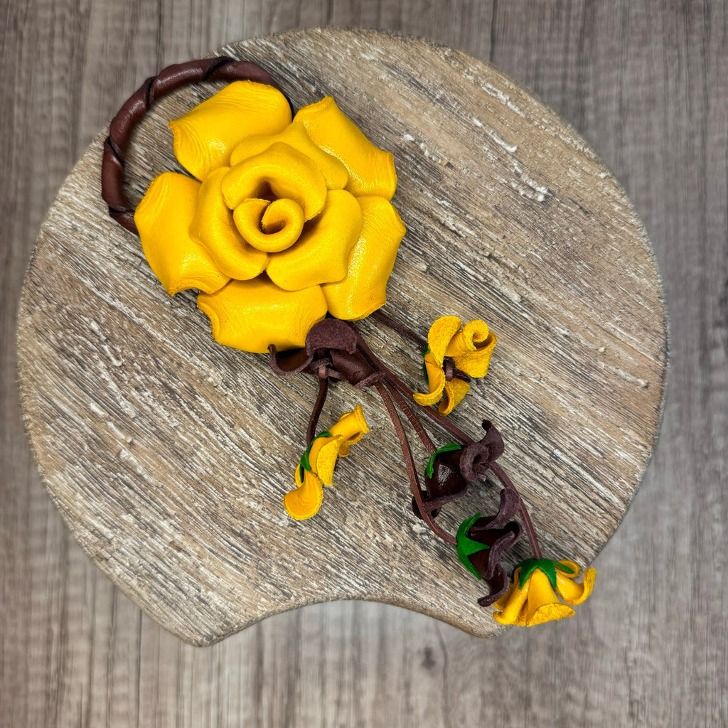 Leather Yellow Rose Purse Charm Genuine Leather Flower Bag Charm NEW FAST SHIP