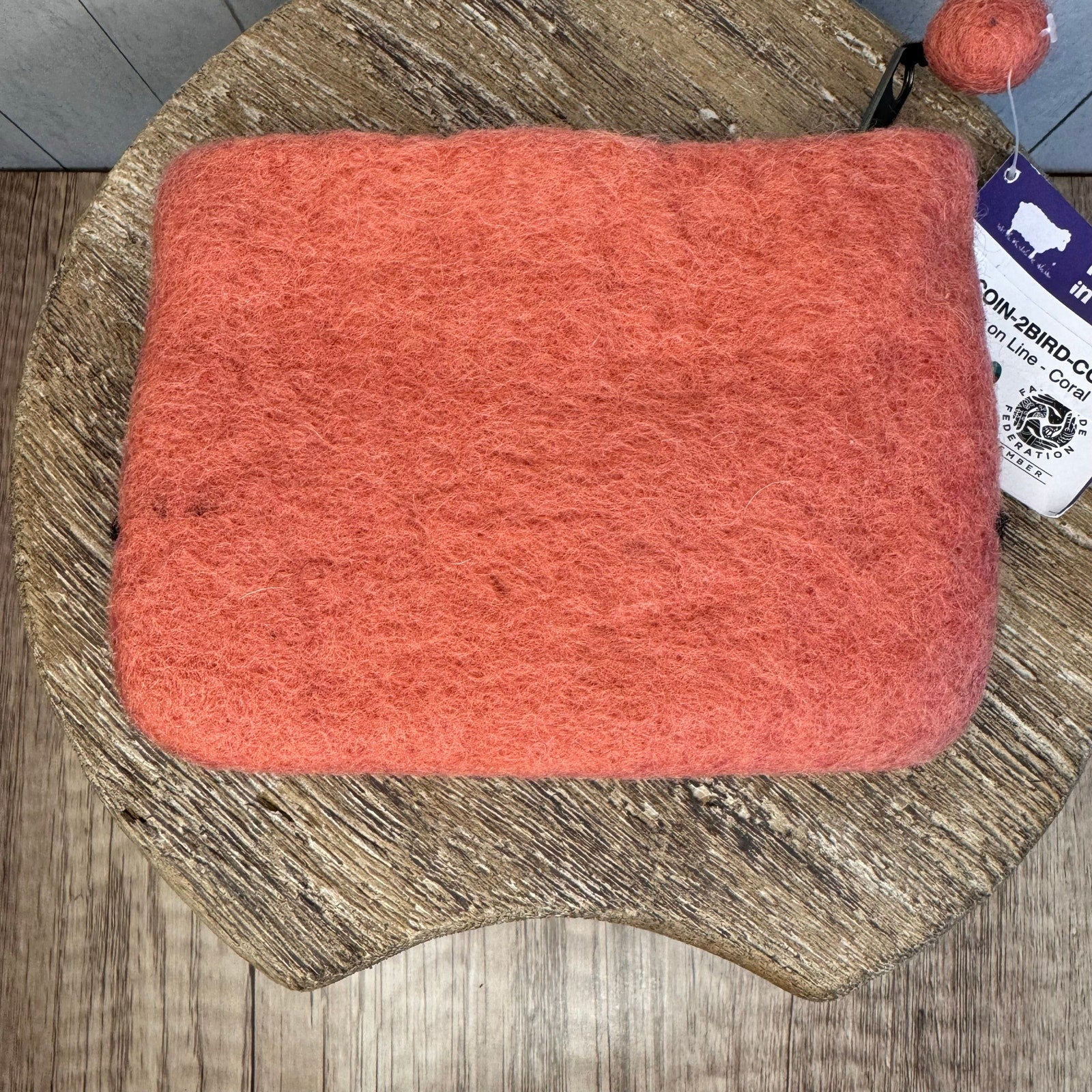 Coral Pink Felted Wool Wallet Pouch Blue Pink Coral Makeup Bag New FAST SHIP