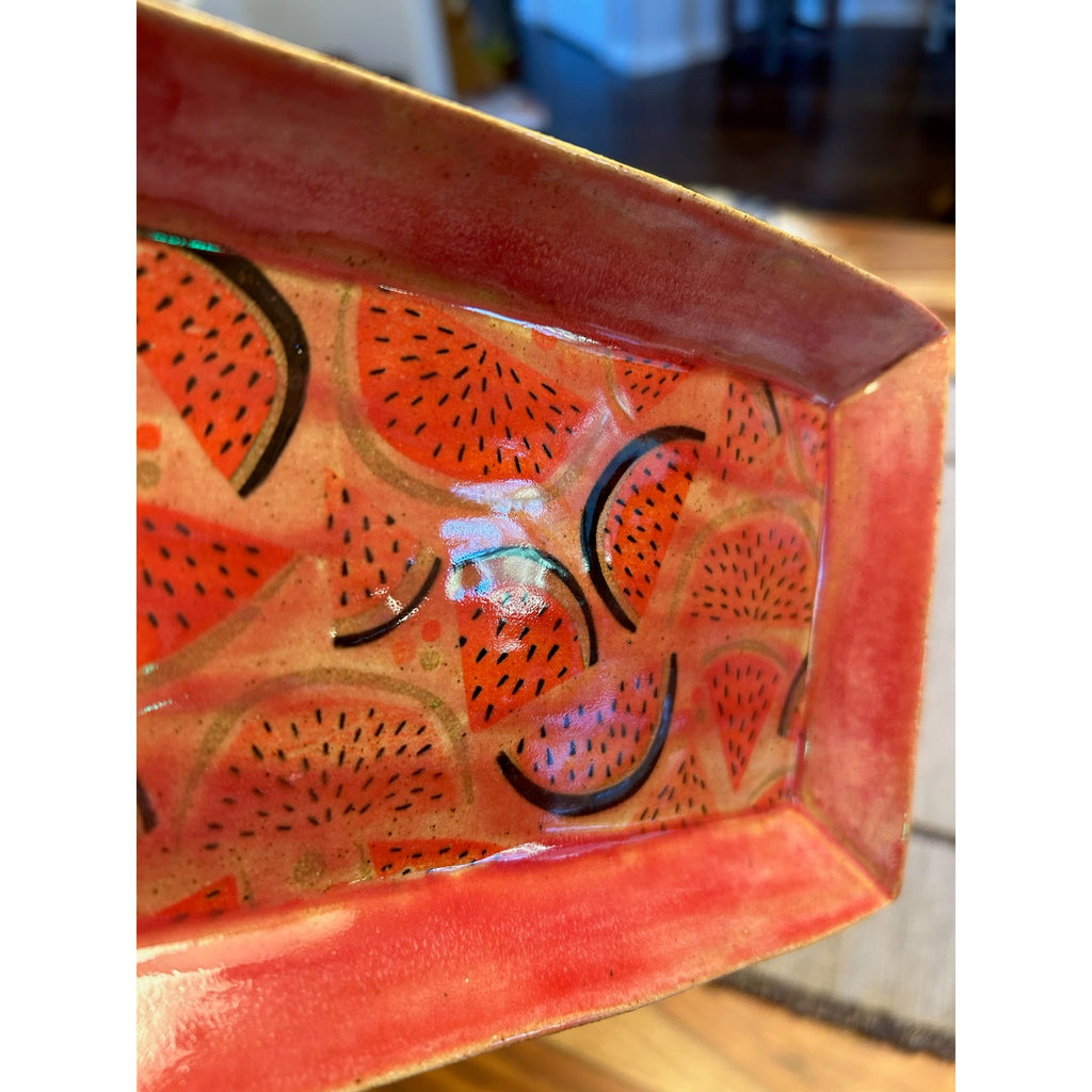 Ceramic Handcrafted Watermelon Dish Tray West Hills Studio Pink Home Decor