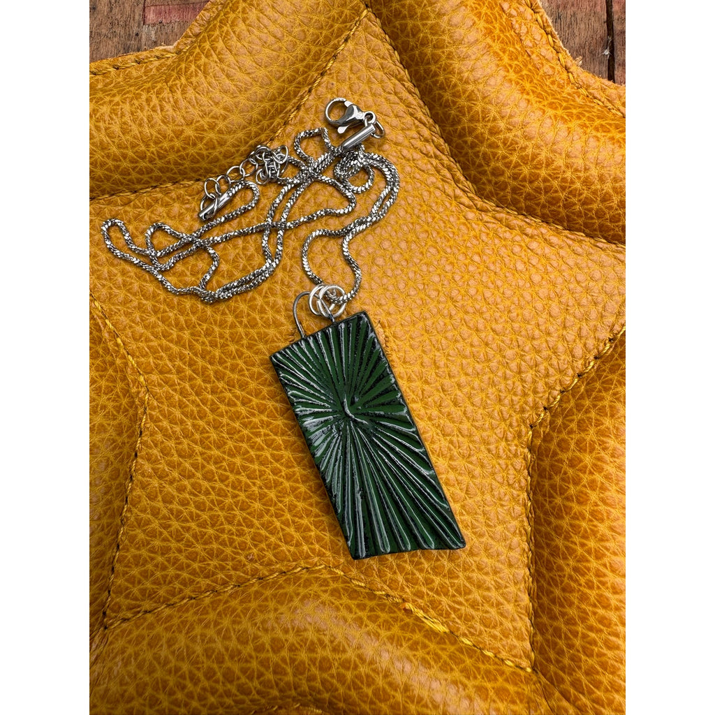 Boho Sunburst Jade Green Pendant Necklace Handcrafted Pendant Necklace Green