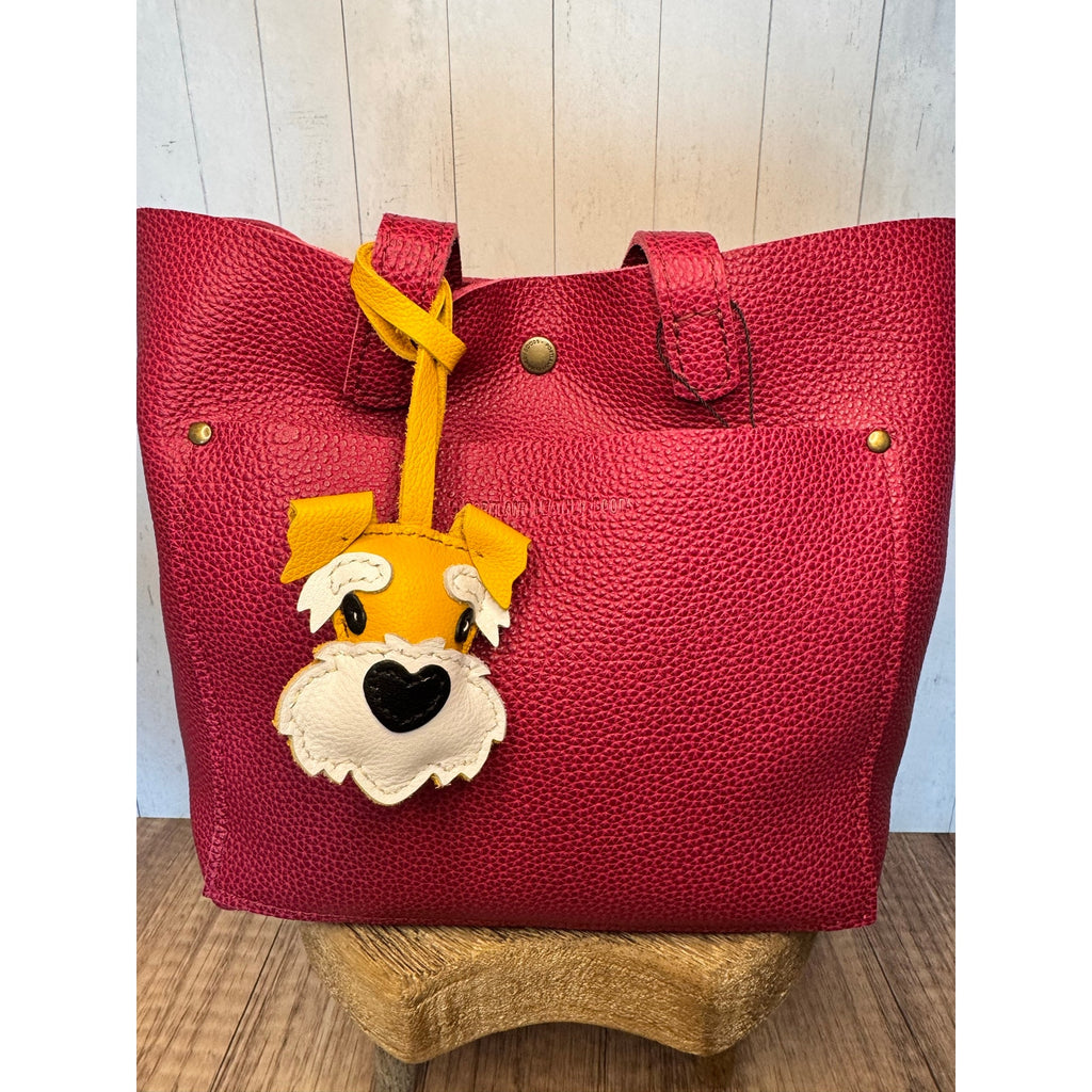 Genuine Leather Dog Purse Charm Yellow Schnauzer Bag Charm Purse Dog lover