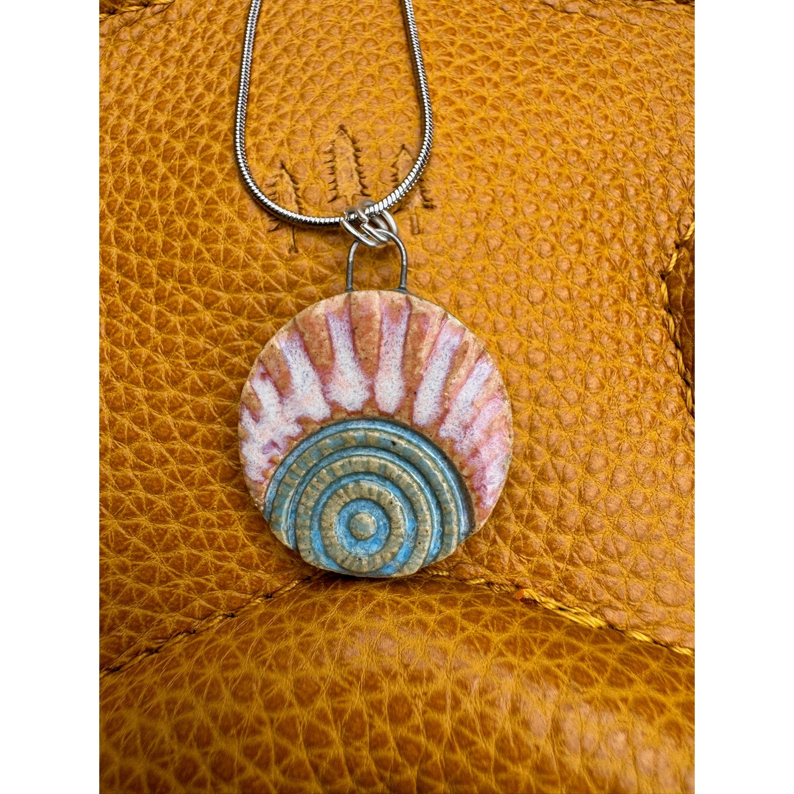 Boho Round Sunburst Pendant Necklace Handcrafted Pendant Necklace Jewelry Oregon
