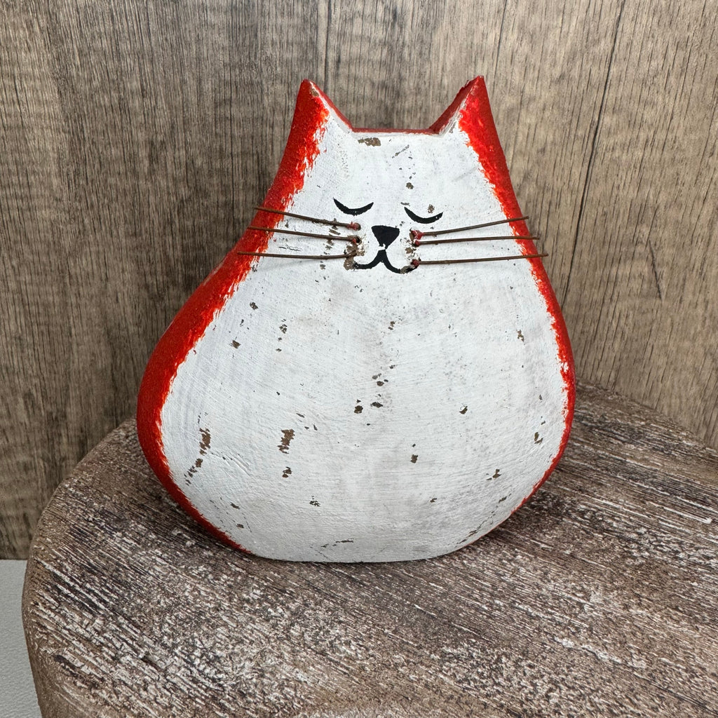 Rustic Tabby Cat Shelf Sitter Wood Love Home Decor Boho Home FAST SHIP