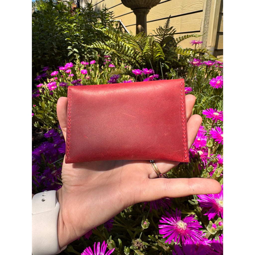 Genuine Leather Wallet DEEP RED Credit Card Holder Wallet NEW FAST SHIP
