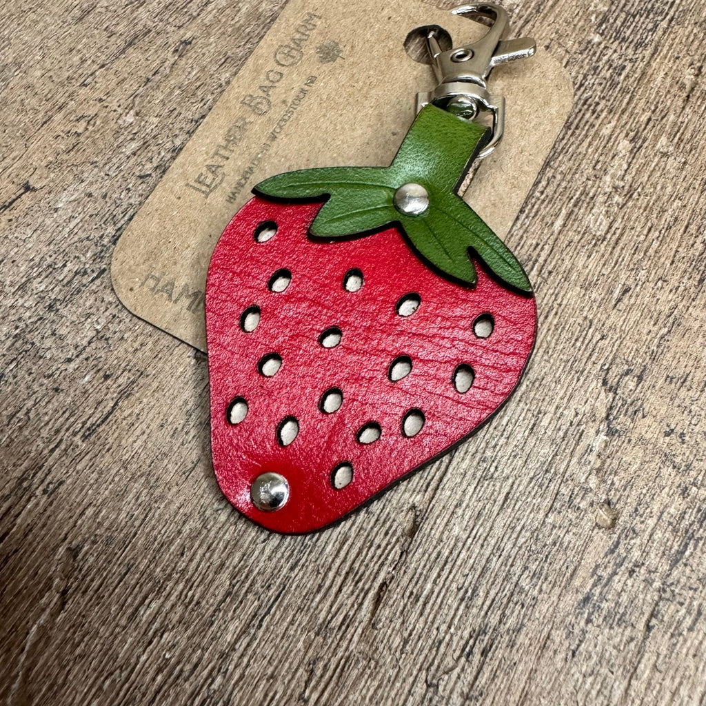 Leather Purse Charm  Strawberry Bag Charm Genuine Leather Crossbody Charm NEW