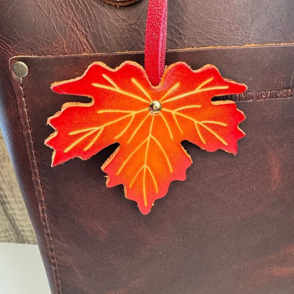 Maple Leaf Genuine Leather Purse Charm NeW FAST SHIP Leather Keychain Bag Flair