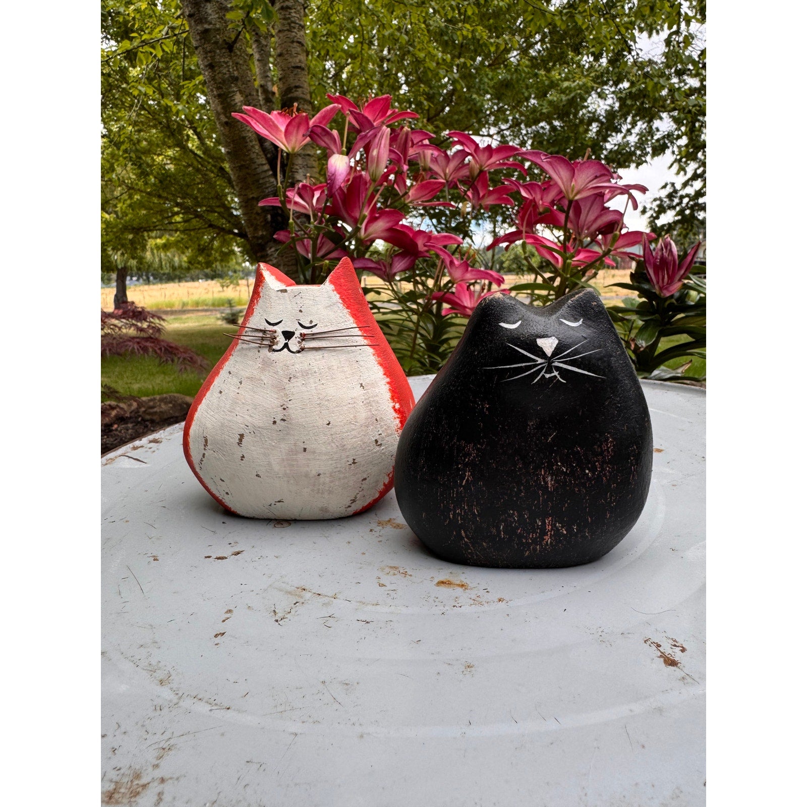 Cat Set of 2 Cats Orange Kitty Black Kitty Home Decor Cute Cat Lover