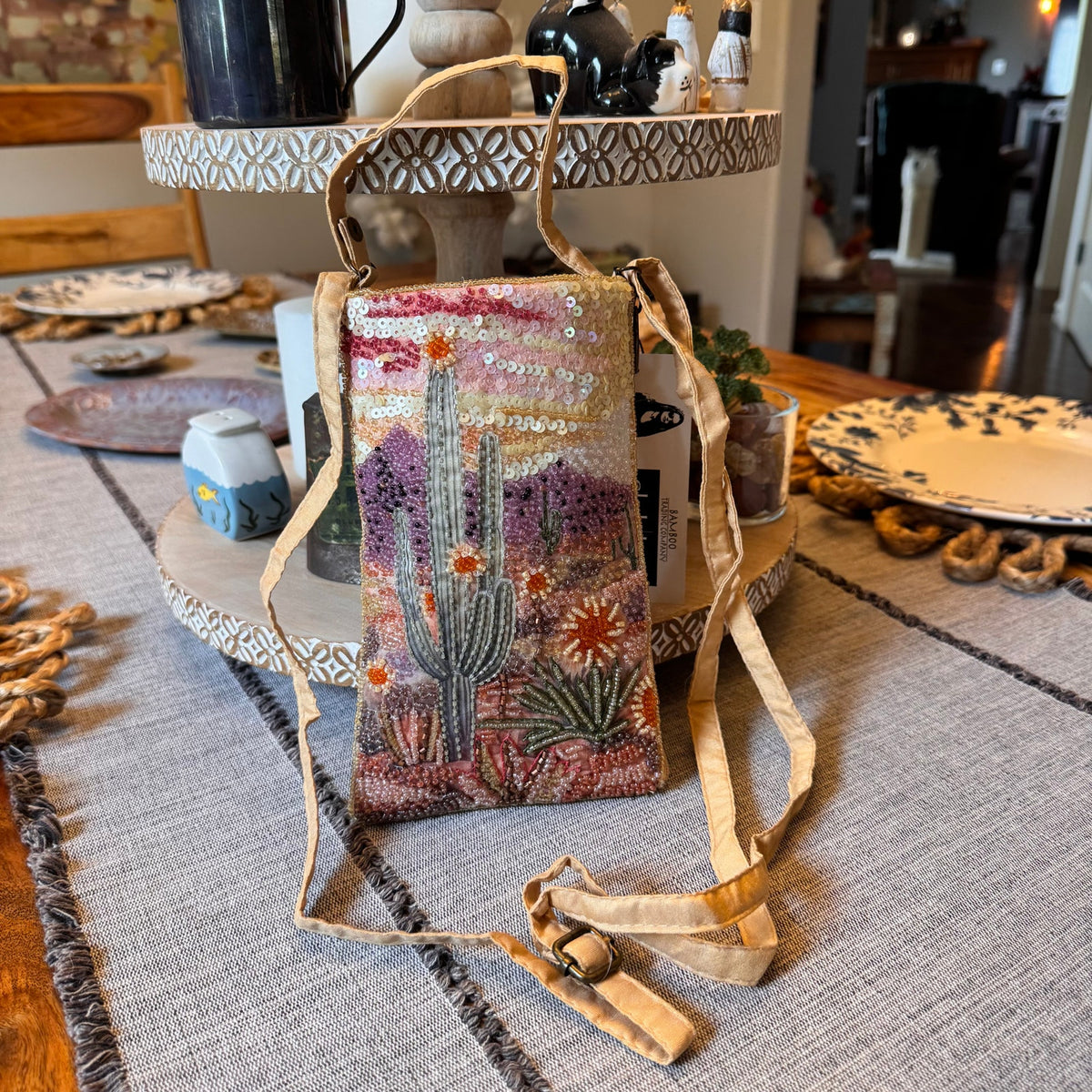 Beaded Cactus Crossbody Club Bag Phone Bag Small Night out Purse