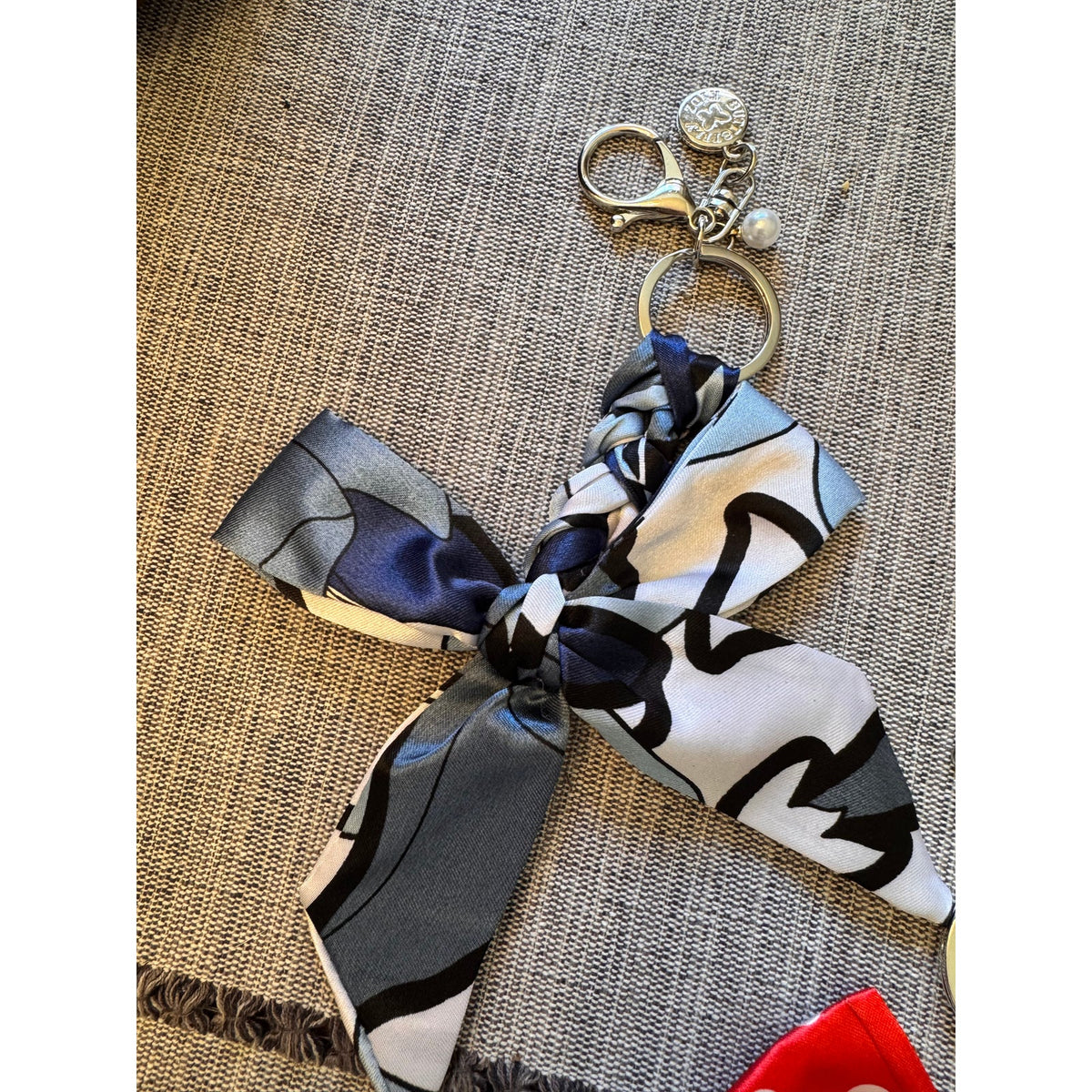 Set of 3 Satin Bow Bag Charms Floral Purse Charm Polka Dot Colorful Bow