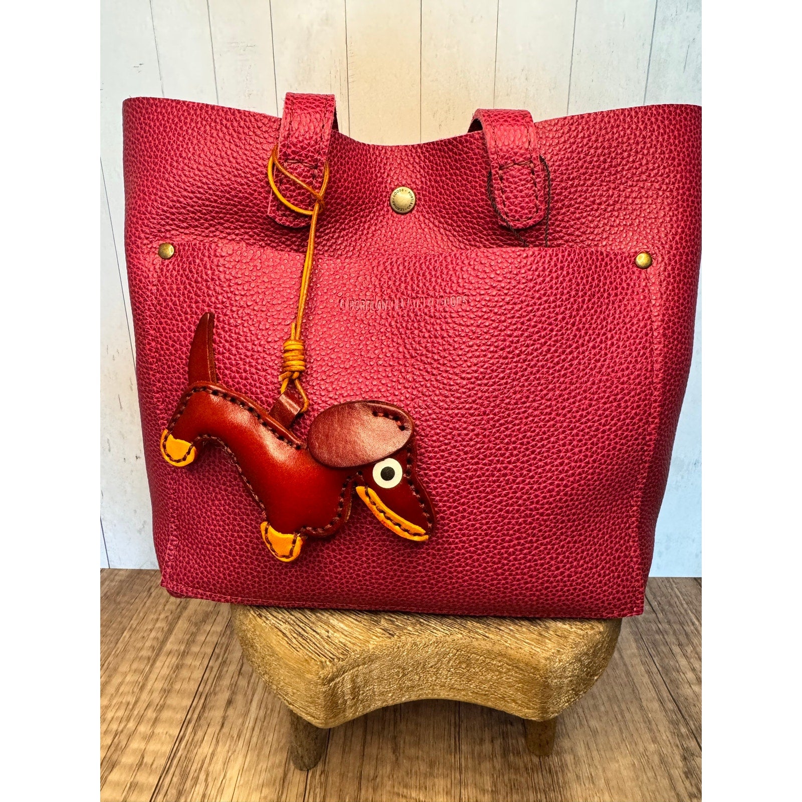 Copied - Light Brown Genuine Leather Dog Bag Charm Dachshund Wiener Dog Purse Charm Dogs