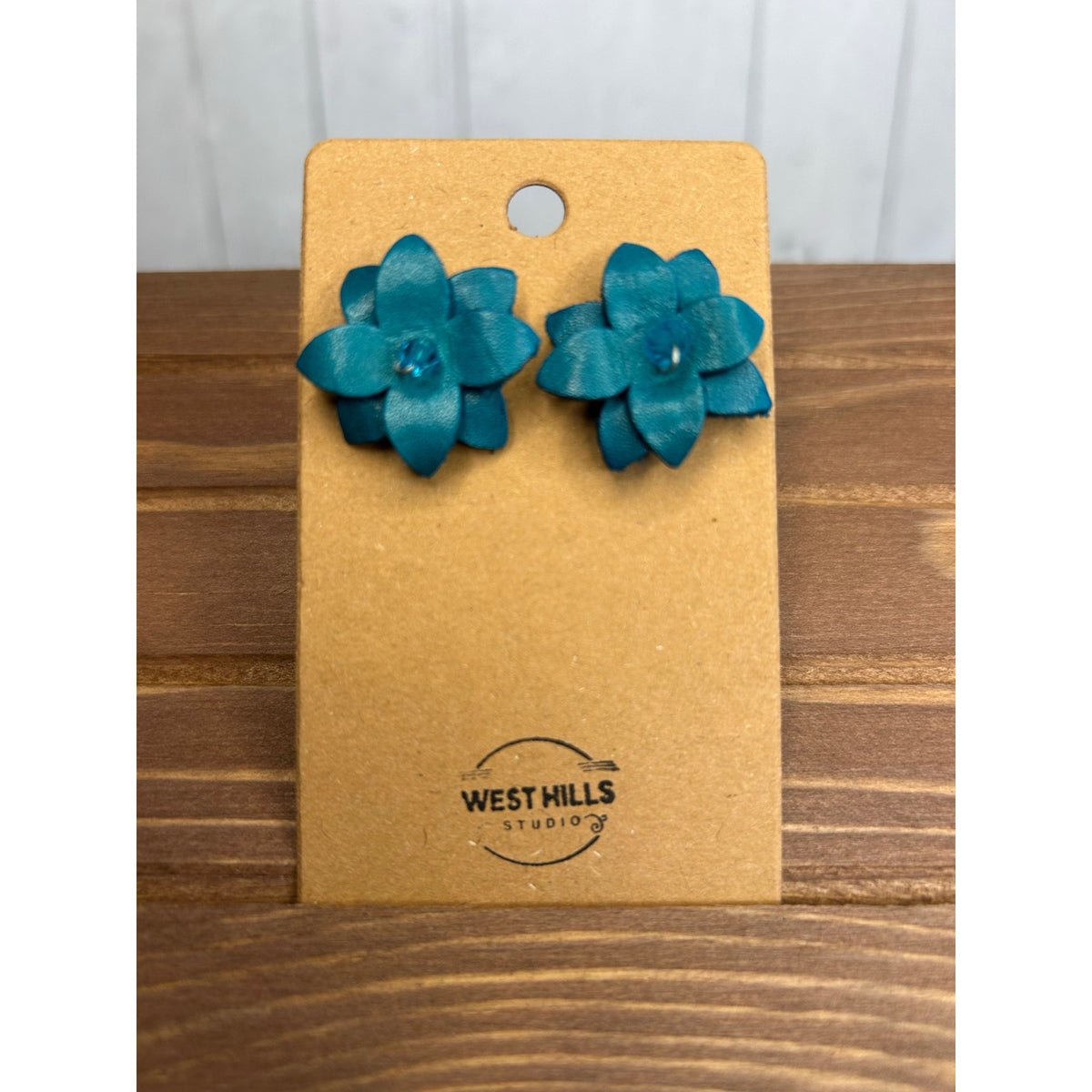 Genuine Leather Flower Earrings Bright Blue Pansy Post Earrings NEW!  FAST SHIP
