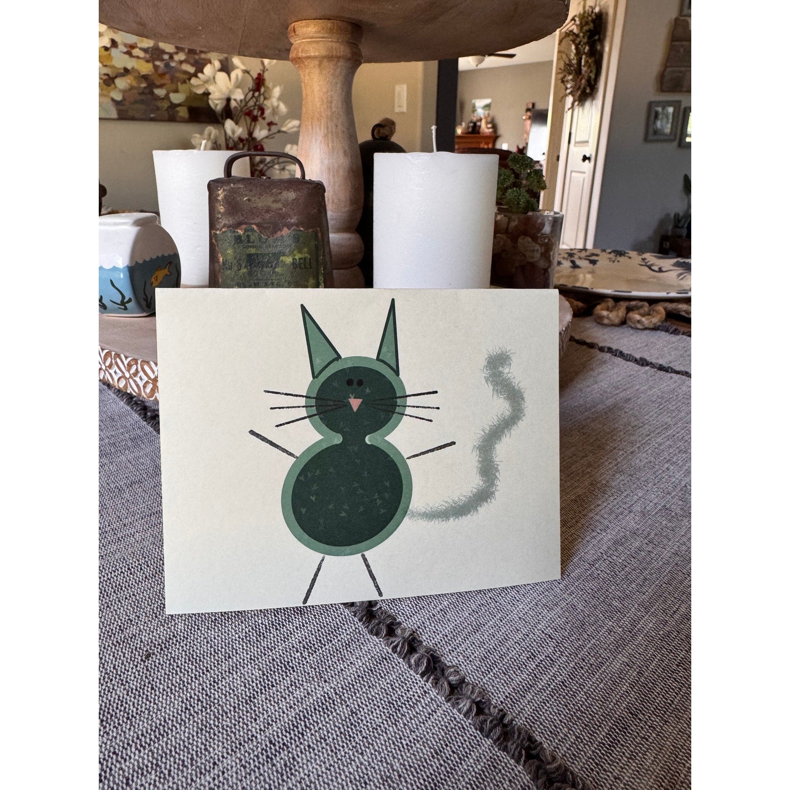 Cream Greeting Cards Blank Notes Thank You Cards Cat Lover 6 w/Envelopes