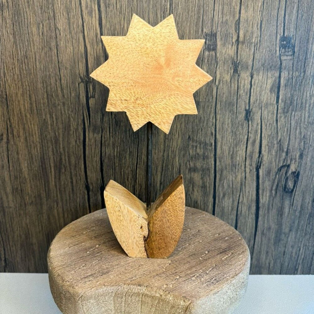 Home Decor Mango Wood SUNFLOWER Sitter NEW FAST SHIP