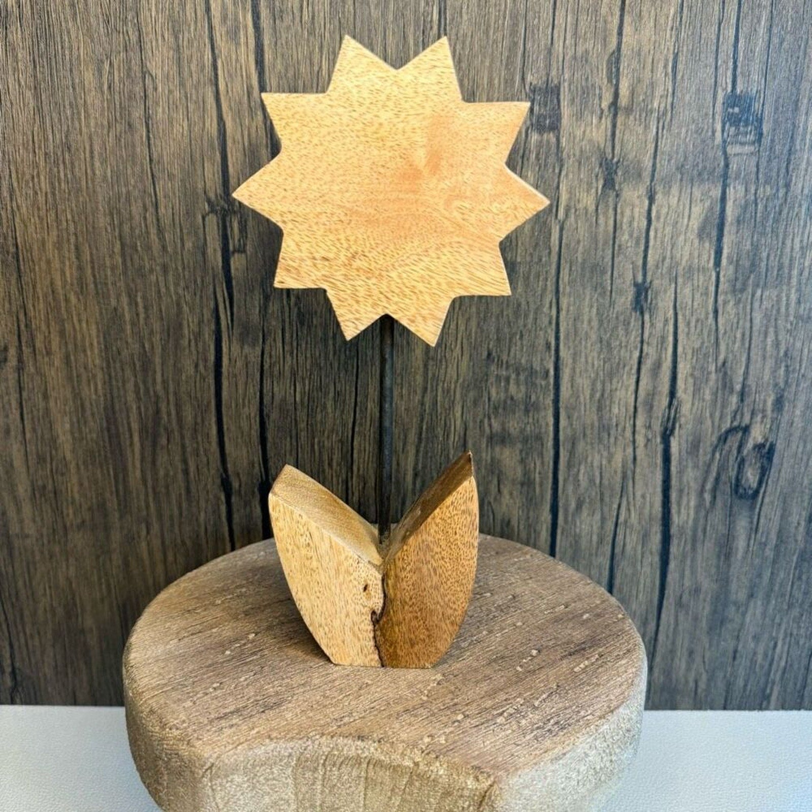 Home Decor Mango Wood SUNFLOWER Sitter NEW FAST SHIP