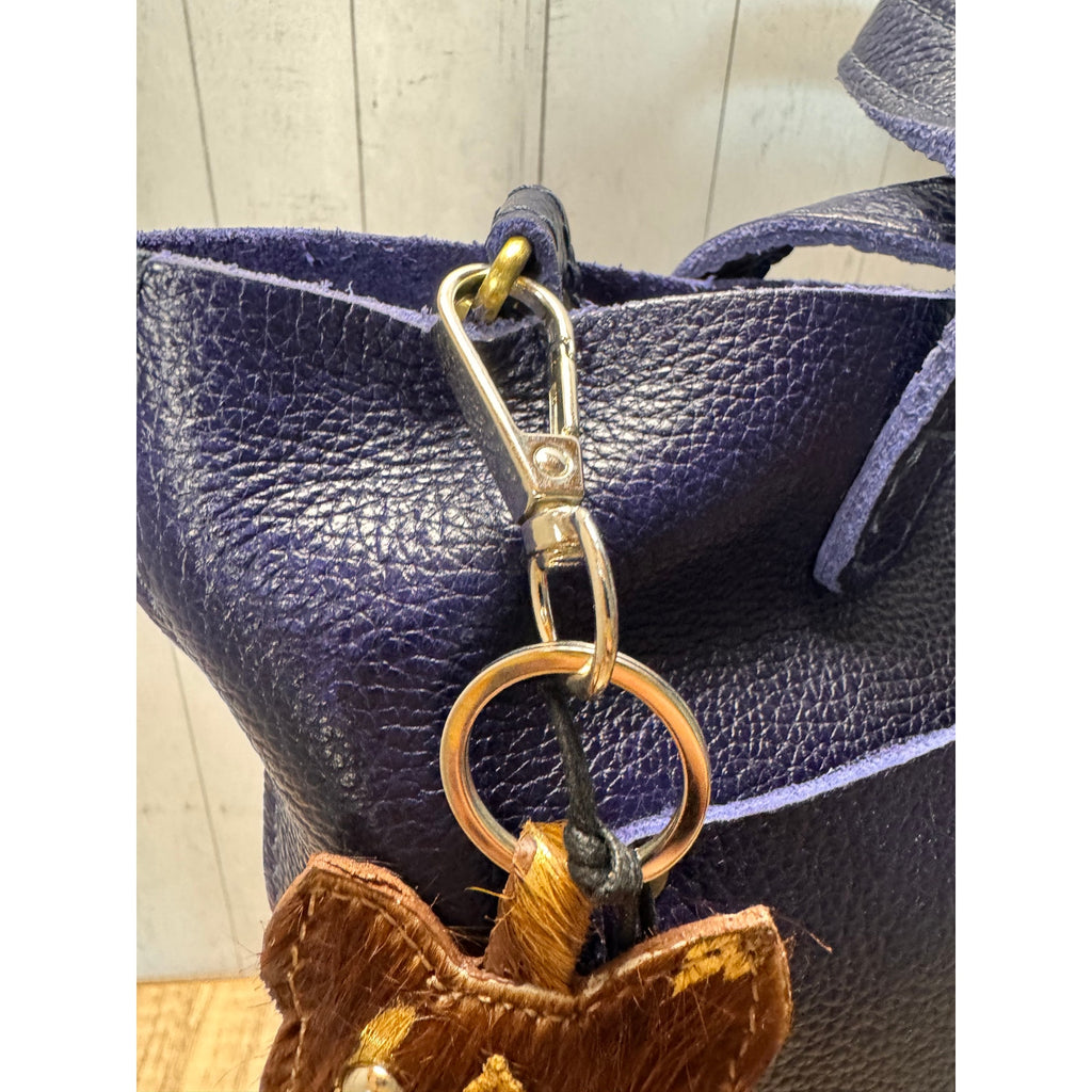Cute Dog Purse Charm French Bulldog Dark Brown Genuine Leather Bag Charm