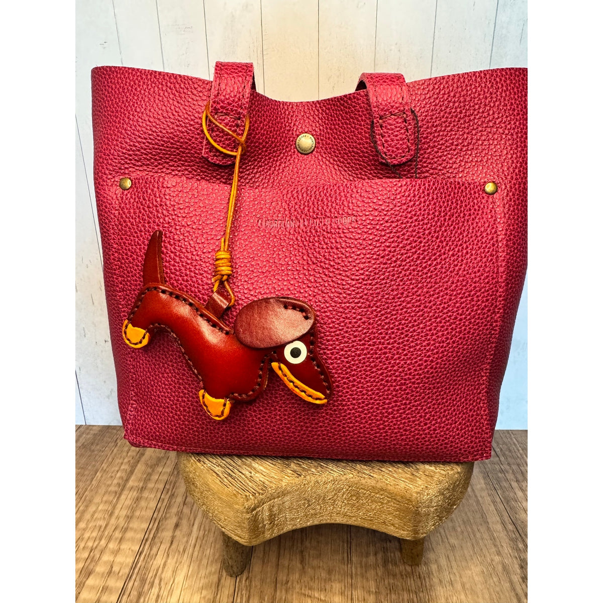 Brown Genuine Leather Dog Bag Charm Dachshund Wiener Dog Purse Charm Dogs