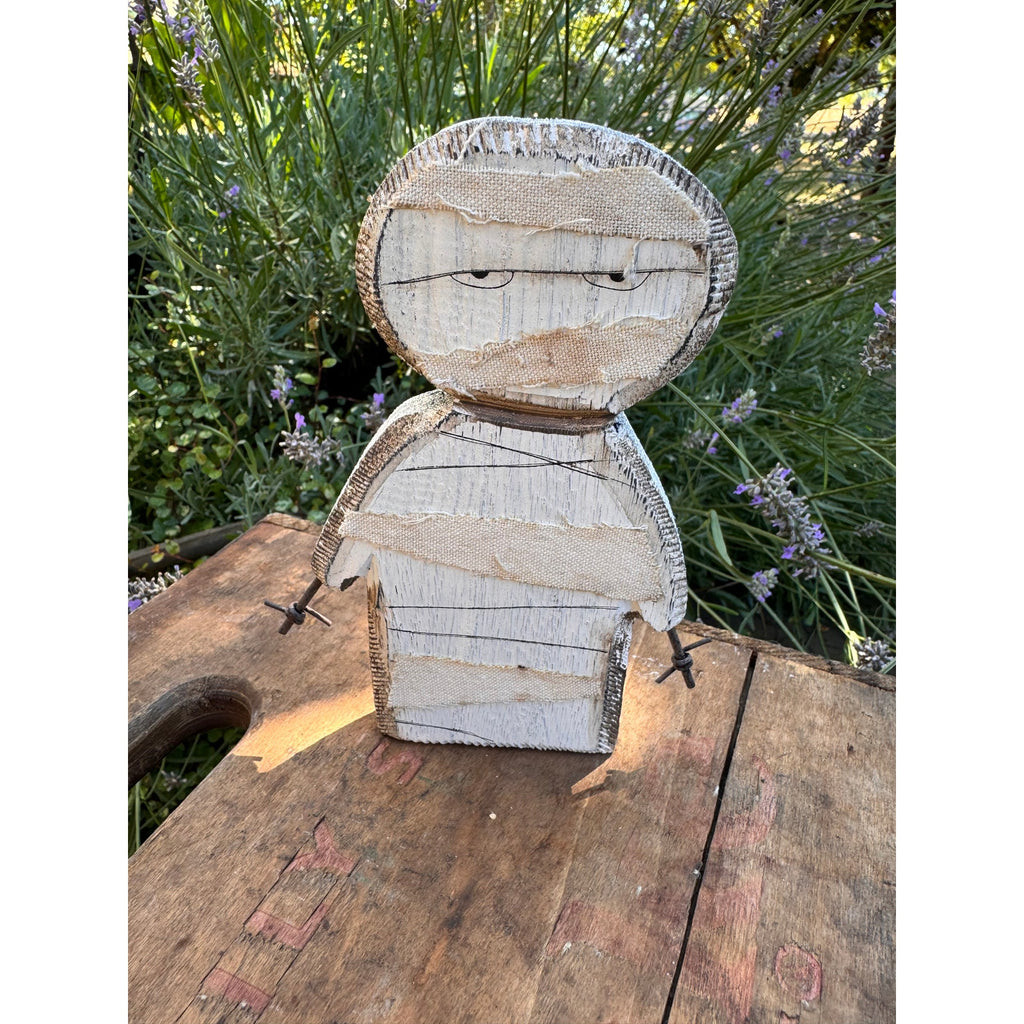 Rustic Halloween Home Decor Sitter Wood Mummy Fall Decoration FAST SHIP NEW