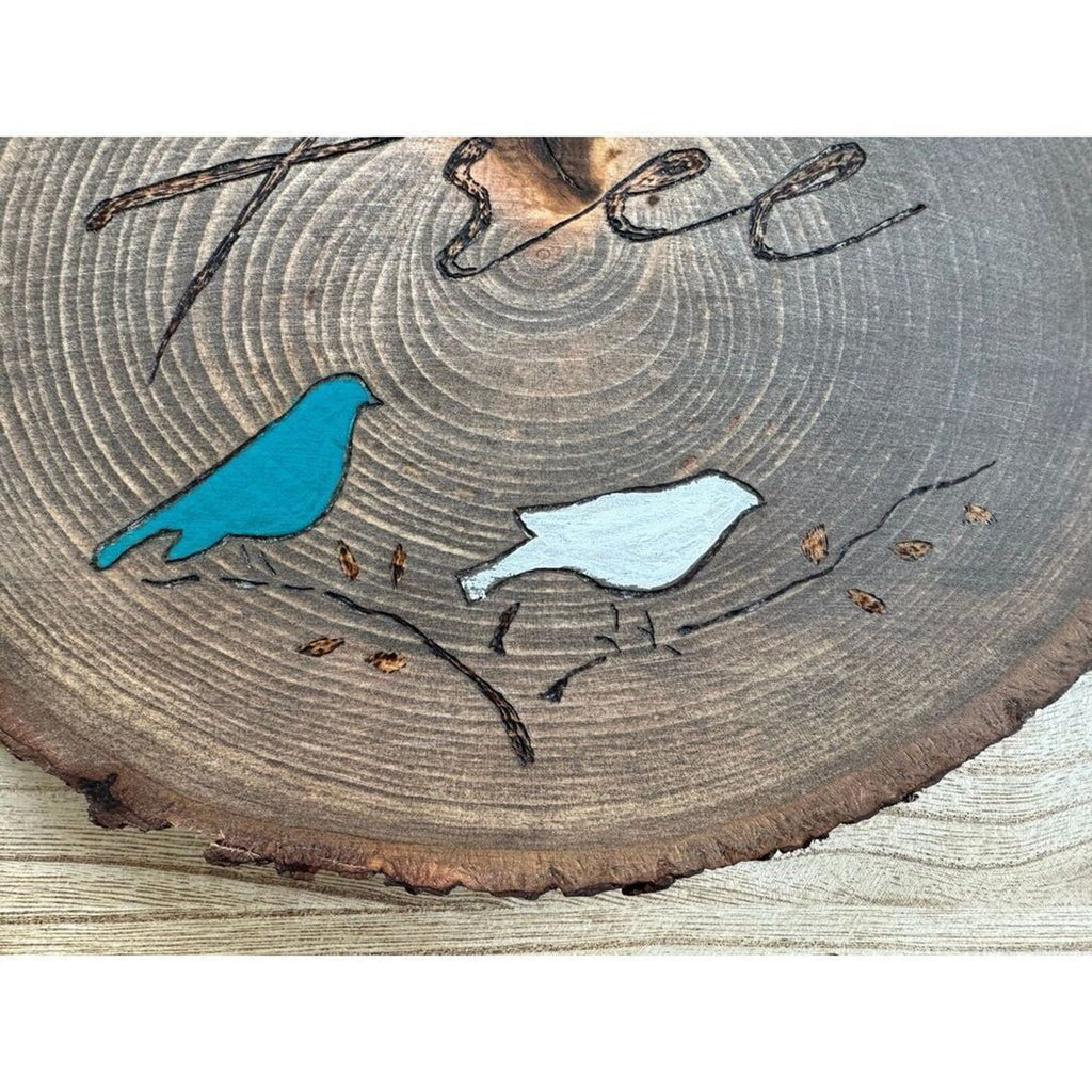 Bird Wall Art Wood Art Boho Home Decor Free Bird Blue Birds Woodburning NEW