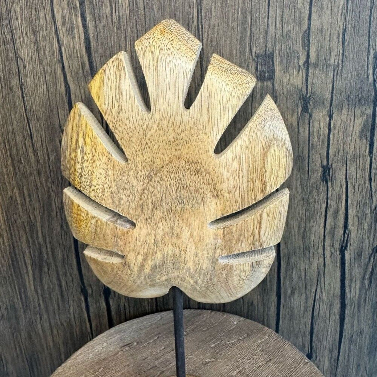 Home Decor Mango Wood Monstera Plant Sitter NEW FAST SHIP