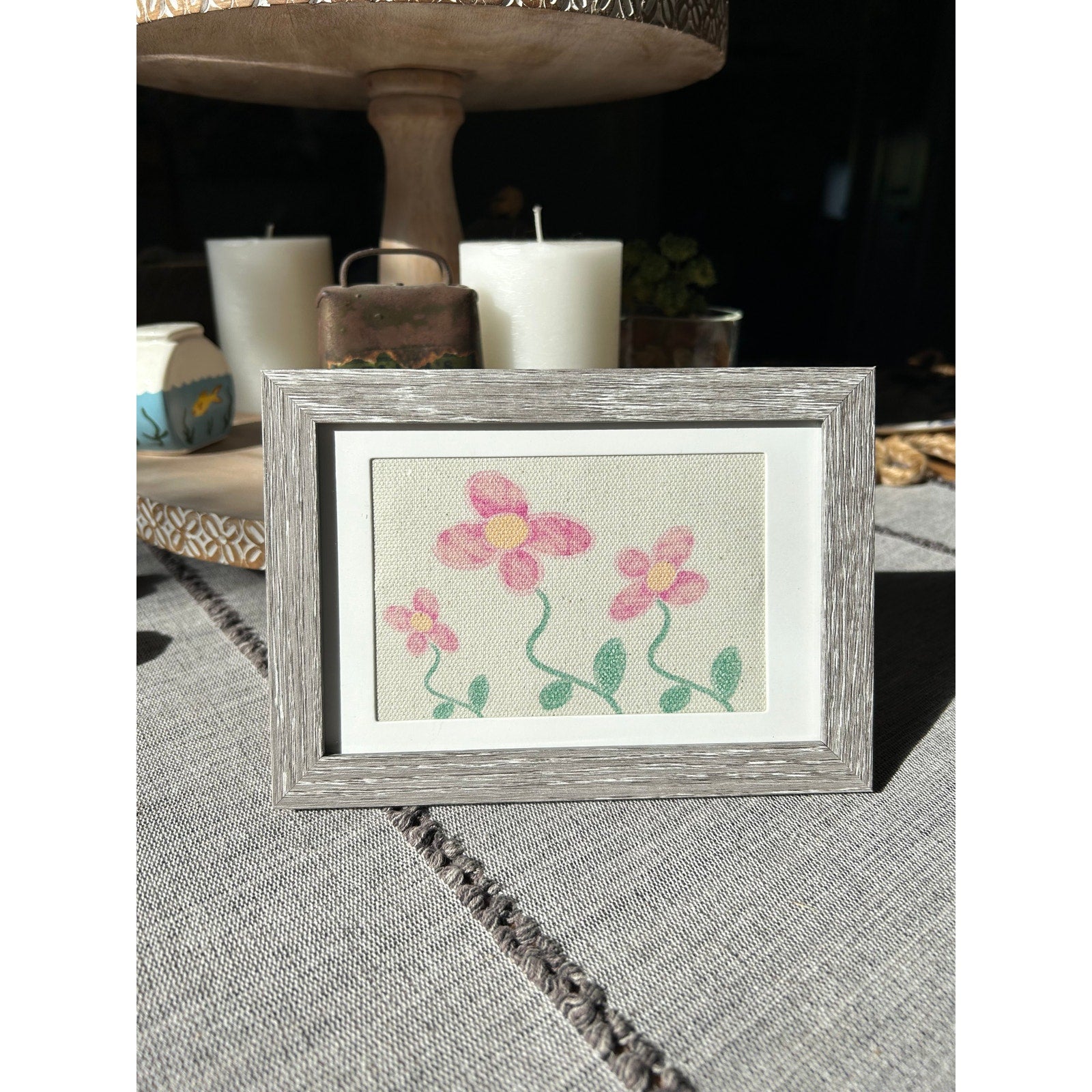 Pink Daisy Flowers Mini Picture Frame 6 x 4 Original Wall Art Canvas Printed