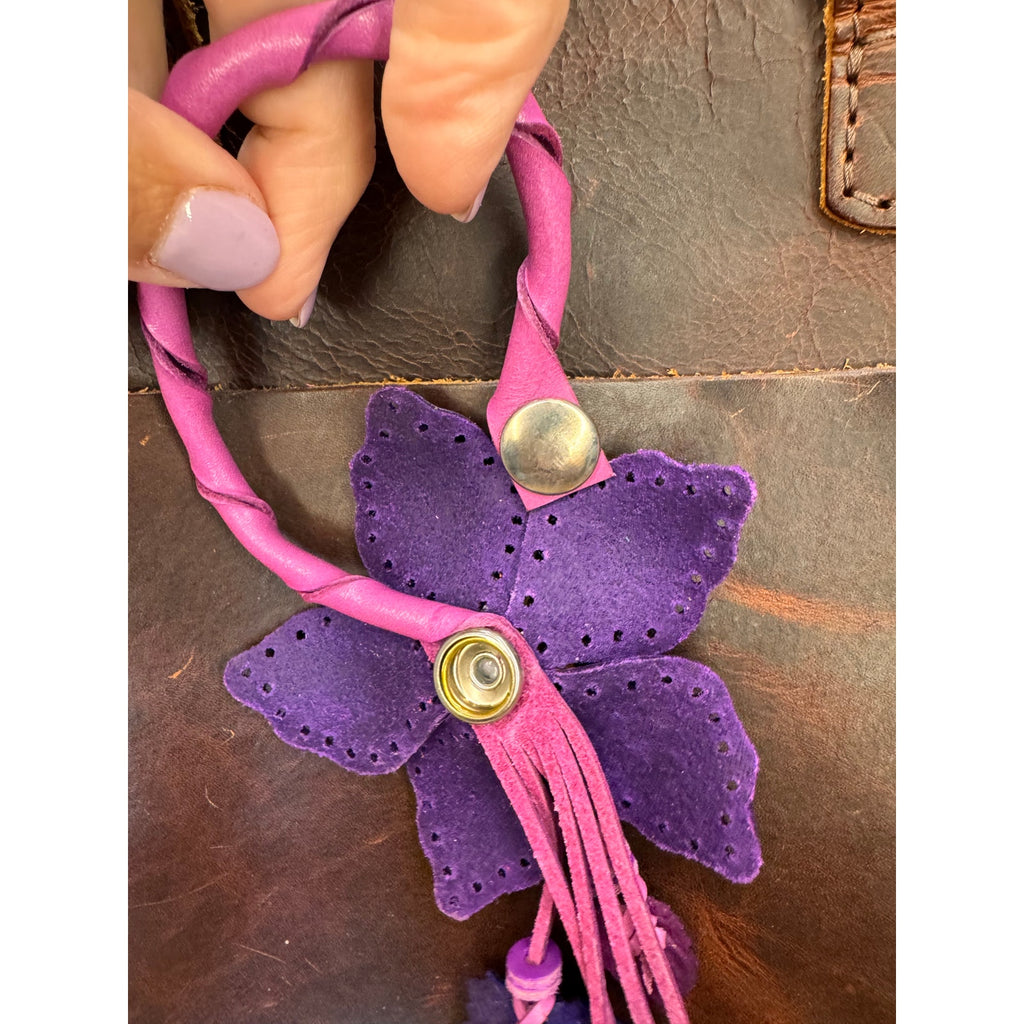 Purple Leather Purse Charm Genuine Leather
