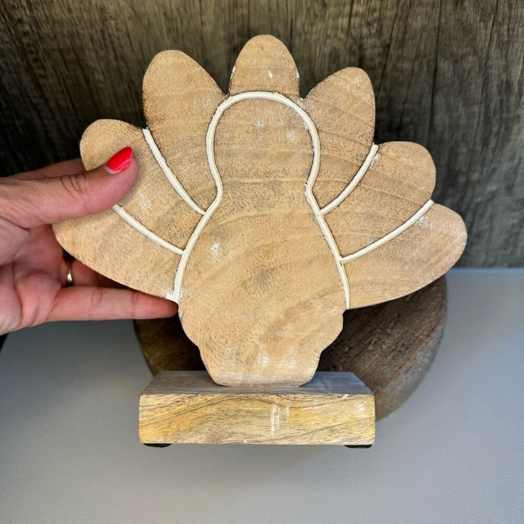 Rustic Turkey Thanksgiving Decor Mango Wood NEW FAST SHIP