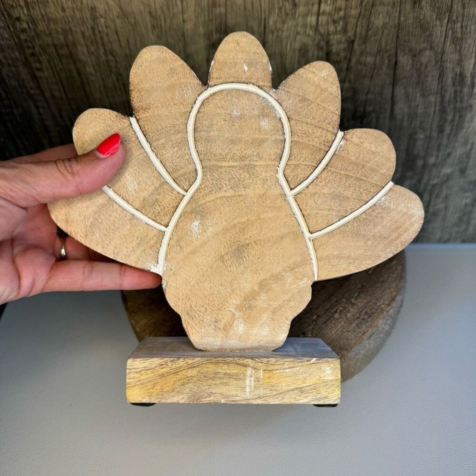 Rustic Turkey Thanksgiving Decor Mango Wood NEW FAST SHIP