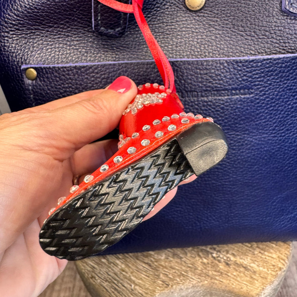 Western Genuine Leather Purse Charm Red Cowboy Boot Bag Charm NeW FAST SHIP