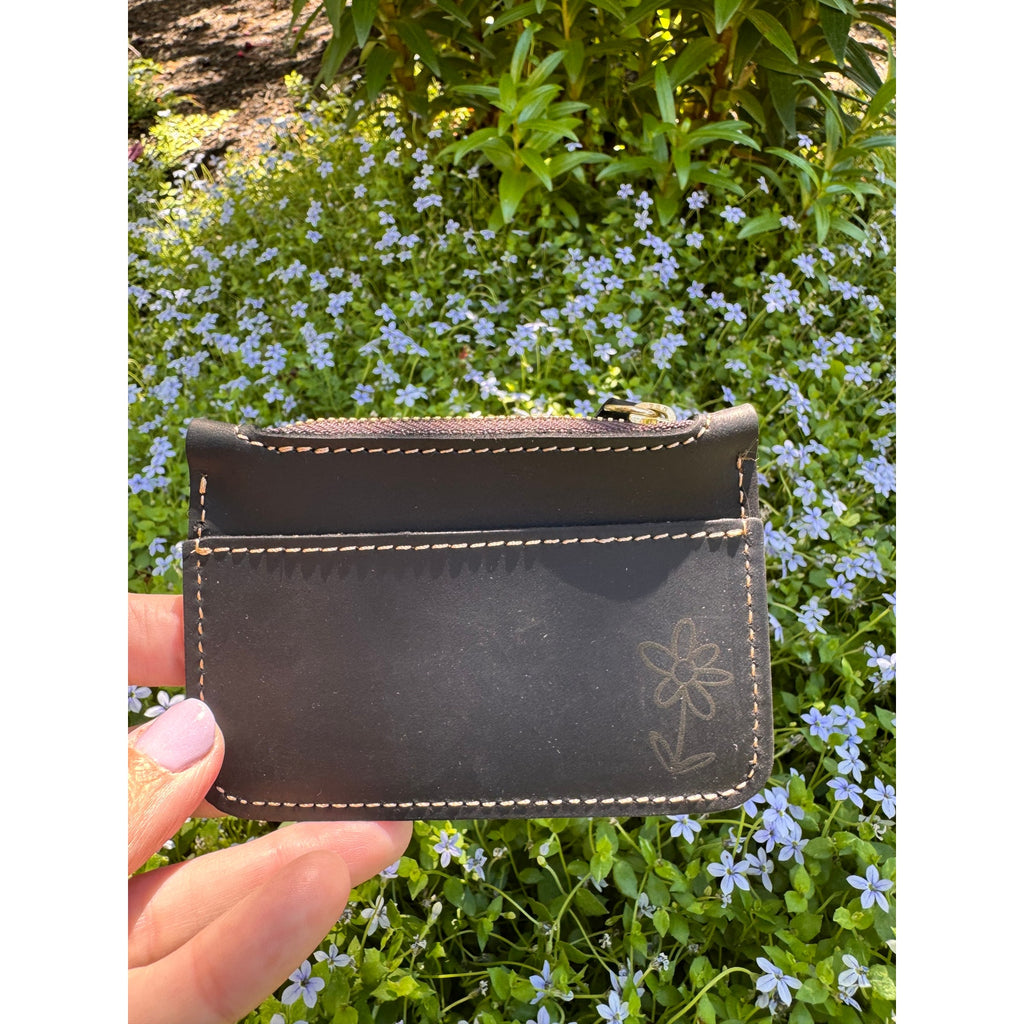 Genuine Leather Wallet BLACK Leather Credit Card Holder Black Leather Wallet