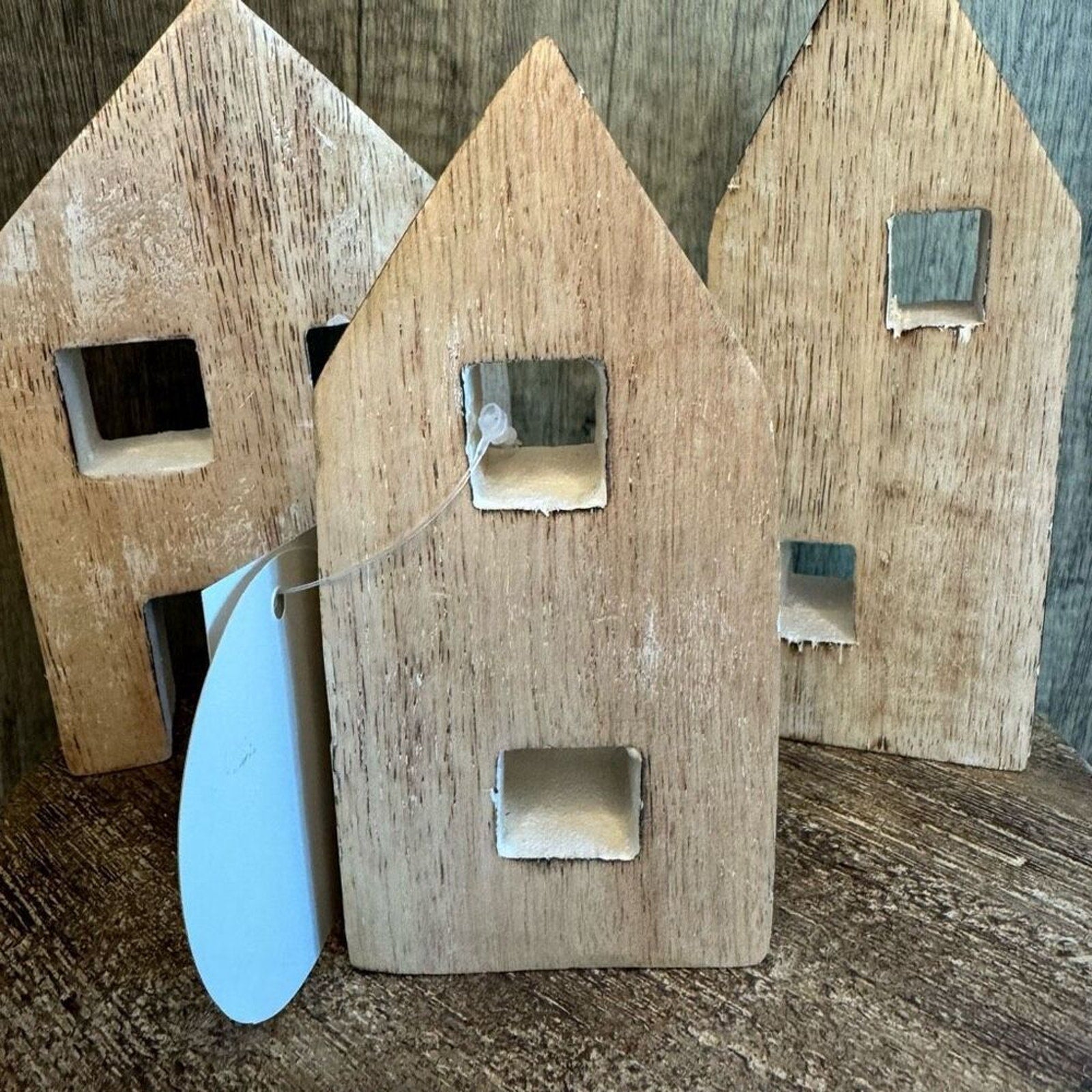 Rustic Neutral Home Decor Mango Wood Houses NEW FAST SHIP