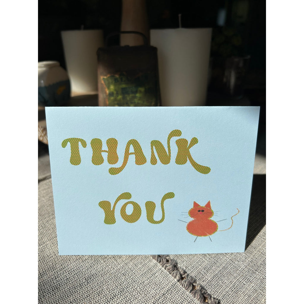 Greeting Cards Thank you Notes Cute Orange Kitty Stationery Handmade Set of 6