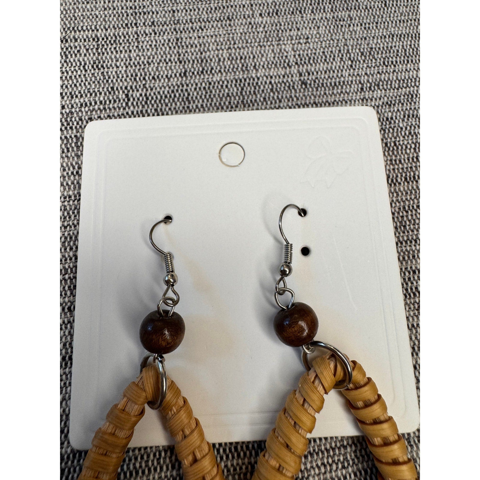 Brown Tear Drop Rattan Woven Earrings Teardrop Earrings Boho Accessories