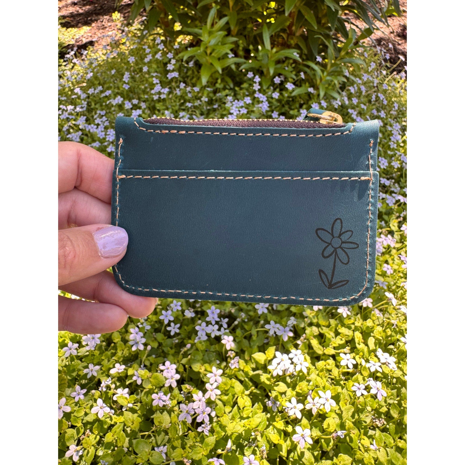 Genuine Leather Wallet OCEAN BLUE Credit Card Holder Black Leather Wallet