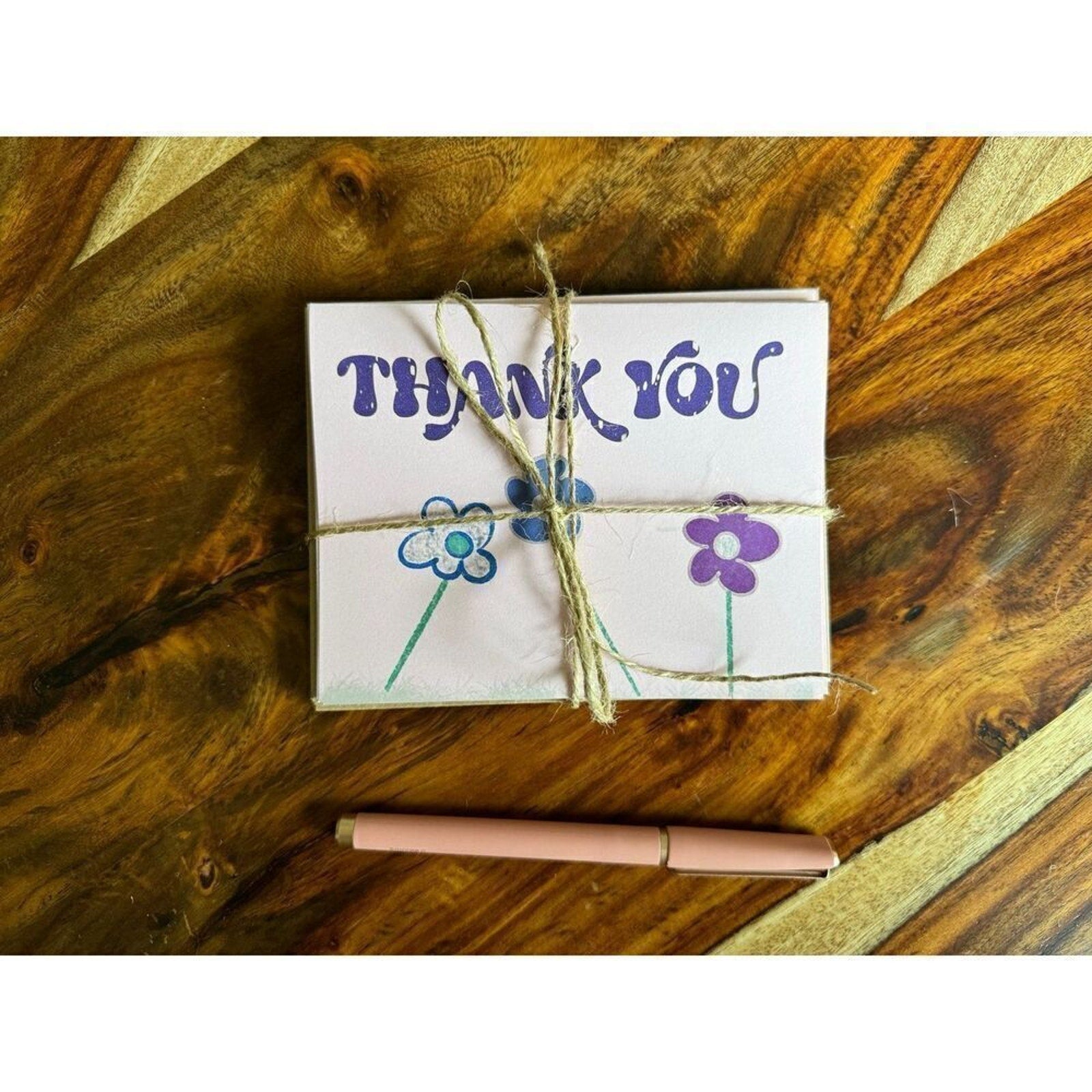 Thank You Cards Greeting Cards Thank You Note Custom Made Flower Cards Purple