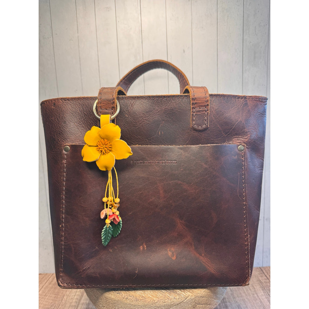 Genuine Leather Yellow Flower Bag Charm