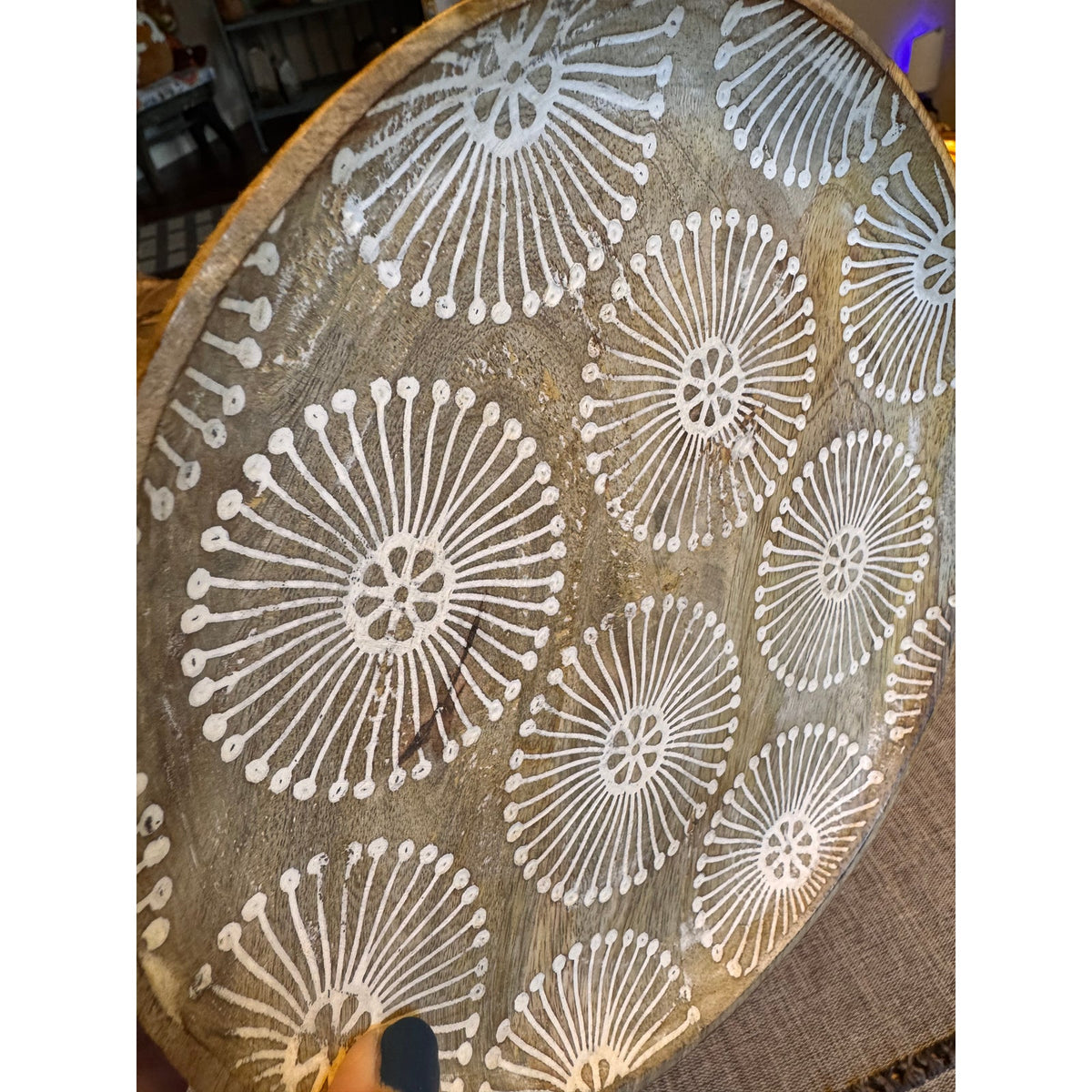 Set of 3 Rustic Home Decor Wood Flower Candle Plate Yellow Songbird Daisy Flower
