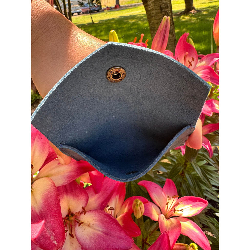 Genuine Leather Wallet OCEAN BLUE Credit Card Holder Snap Wallet NEW FAST SHIP