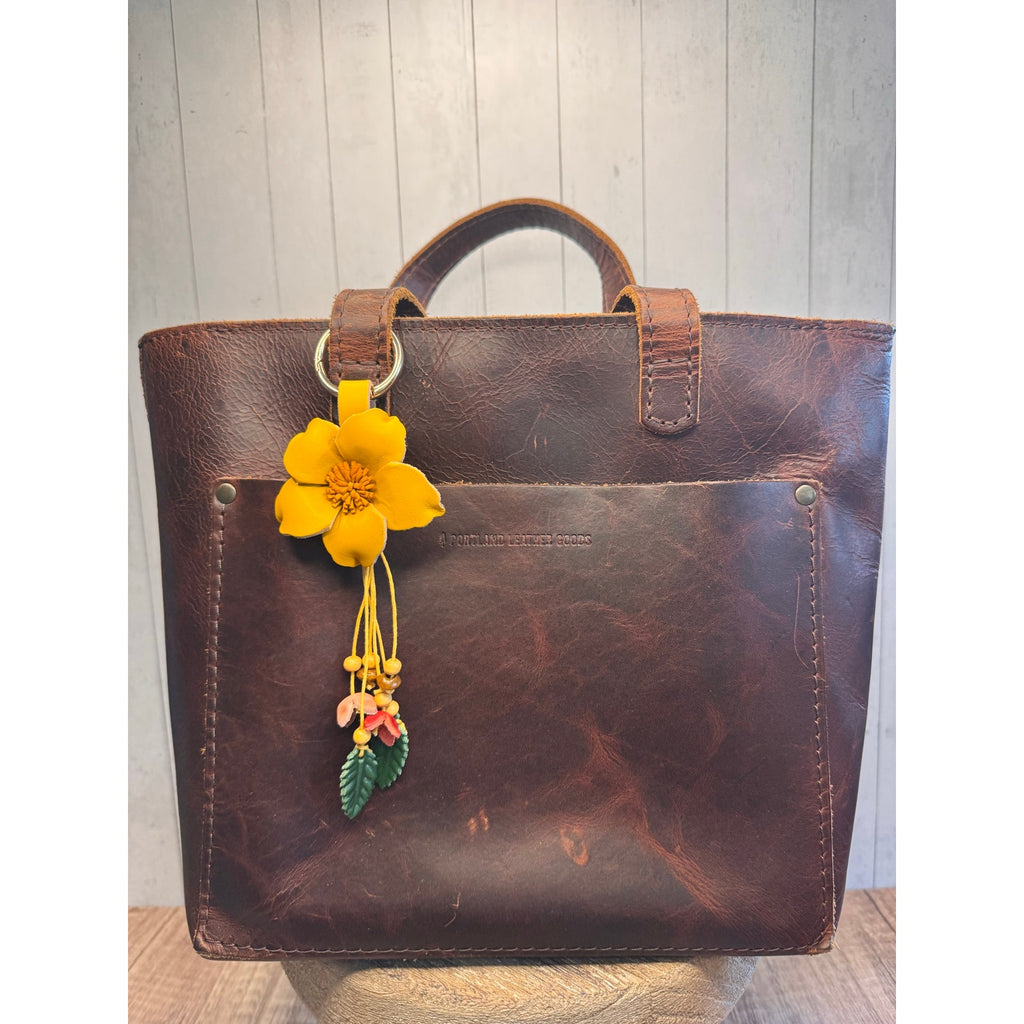 Genuine Leather Yellow Flower Bag Charm