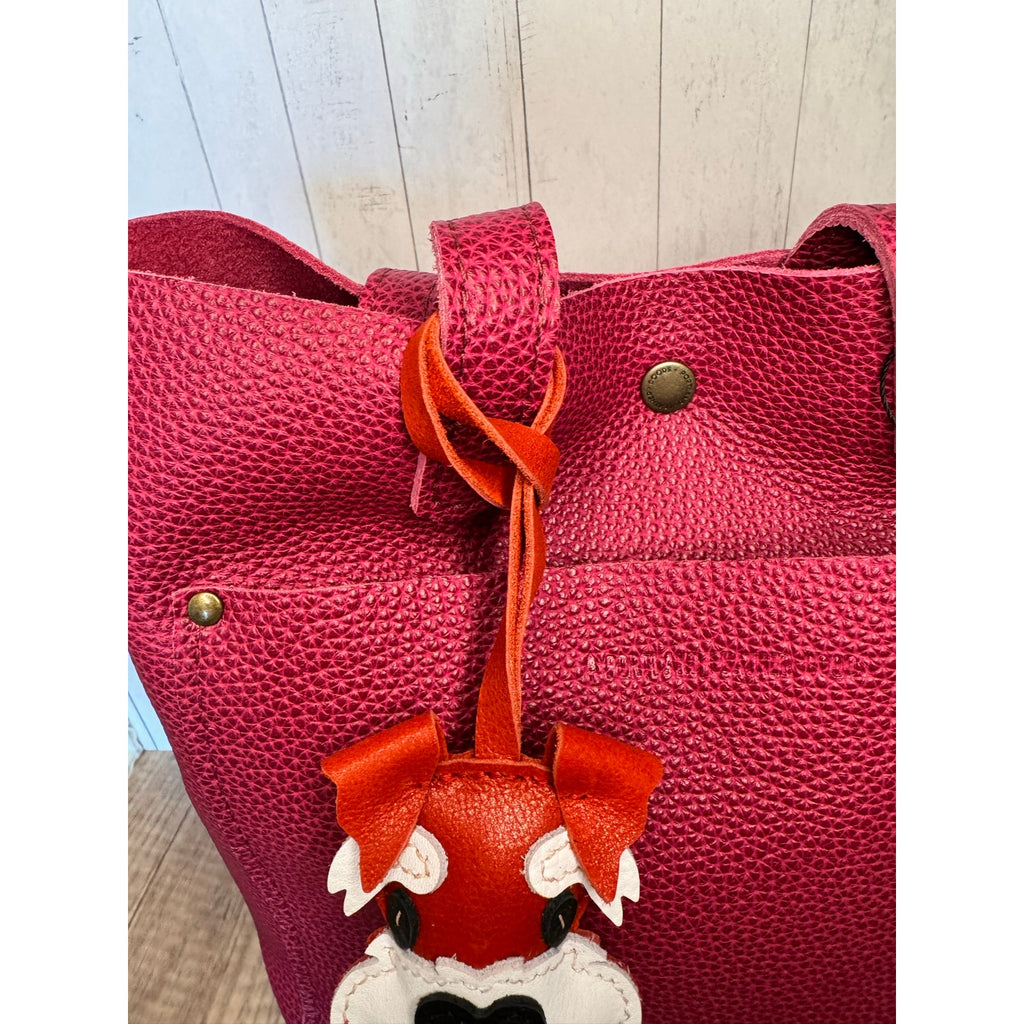 Genuine Leather Dog Purse Charm Orange Red Schnauzer Bag Charm Purse Dog lover