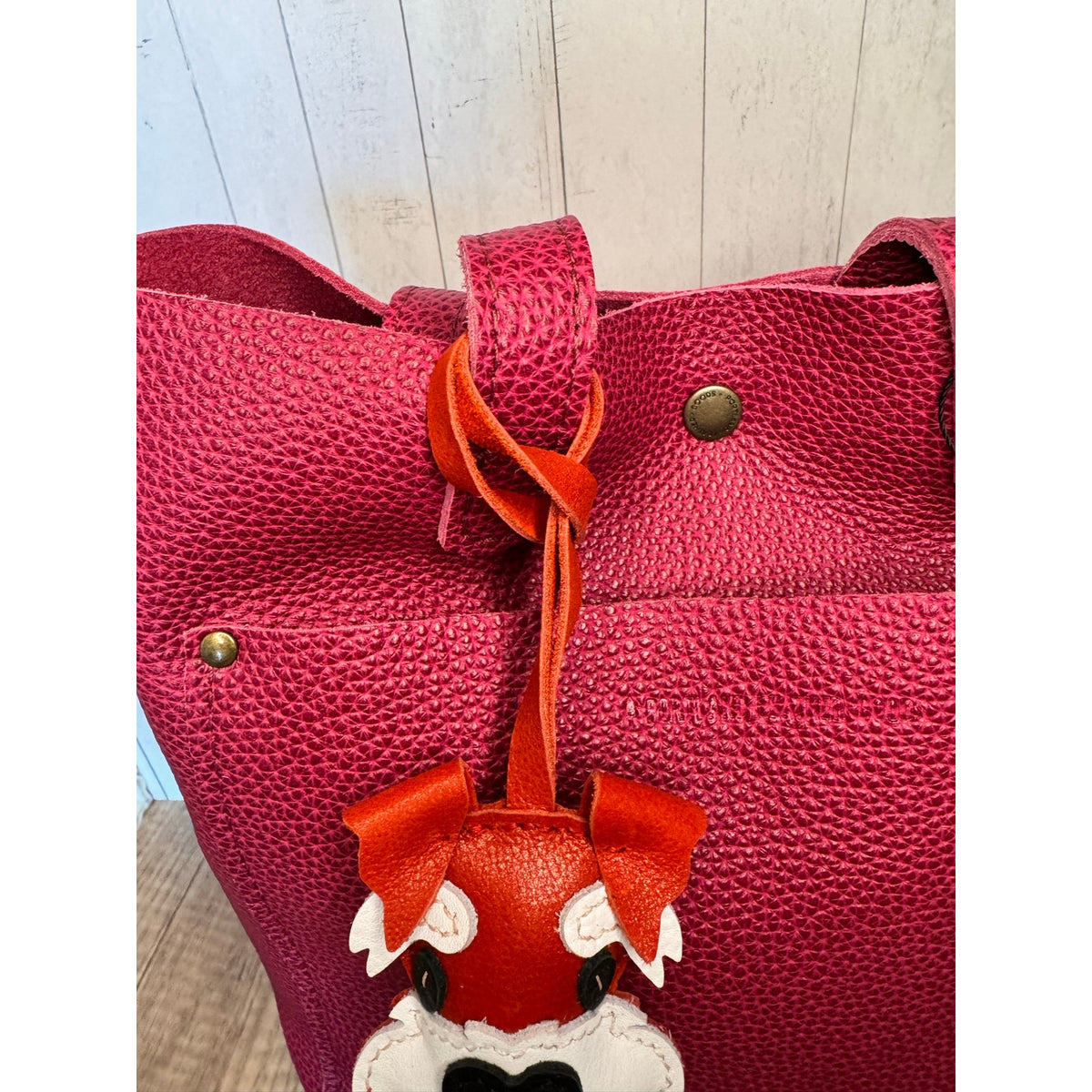 Genuine Leather Dog Purse Charm Orange Red Schnauzer Bag Charm Purse Dog lover