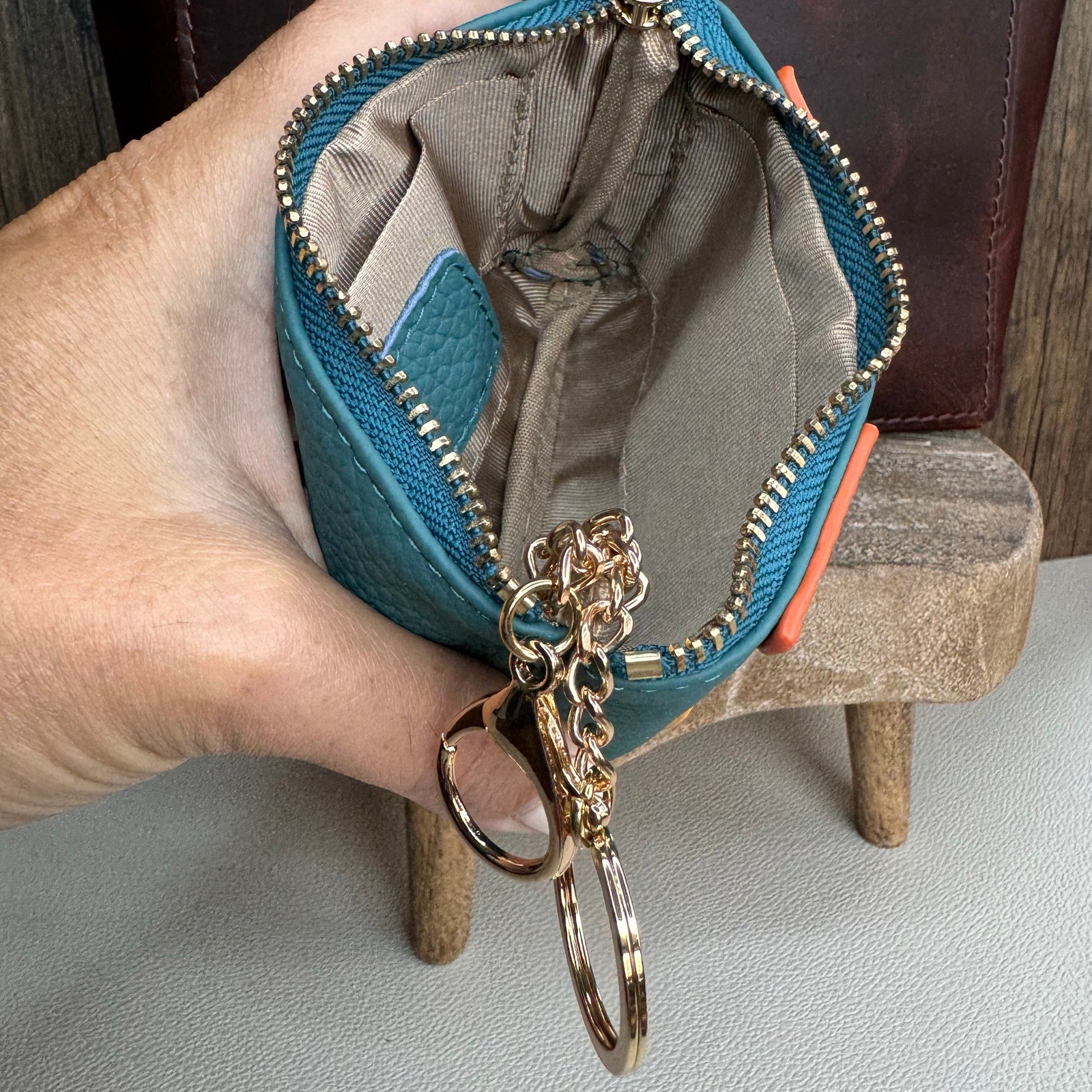 Flower Turquoise Coin Purse Wallet Genuine Leather Wallet FAST SHIP 5.25 inch