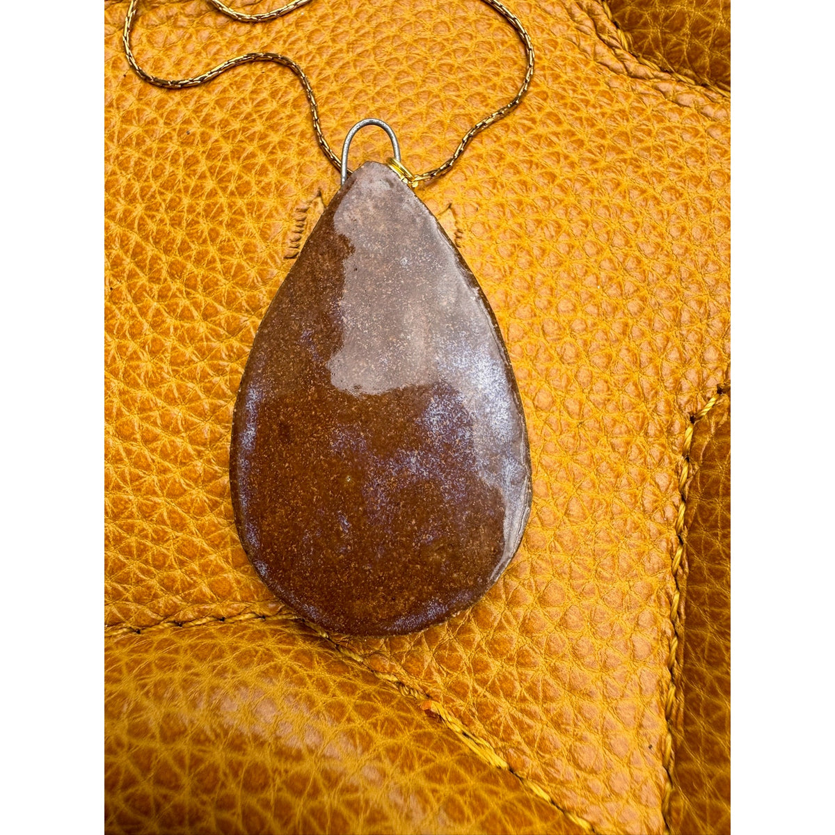 Teardrop Pendant Necklace Ceramic Kiln Fired Handcrafted Pendant Jewelry