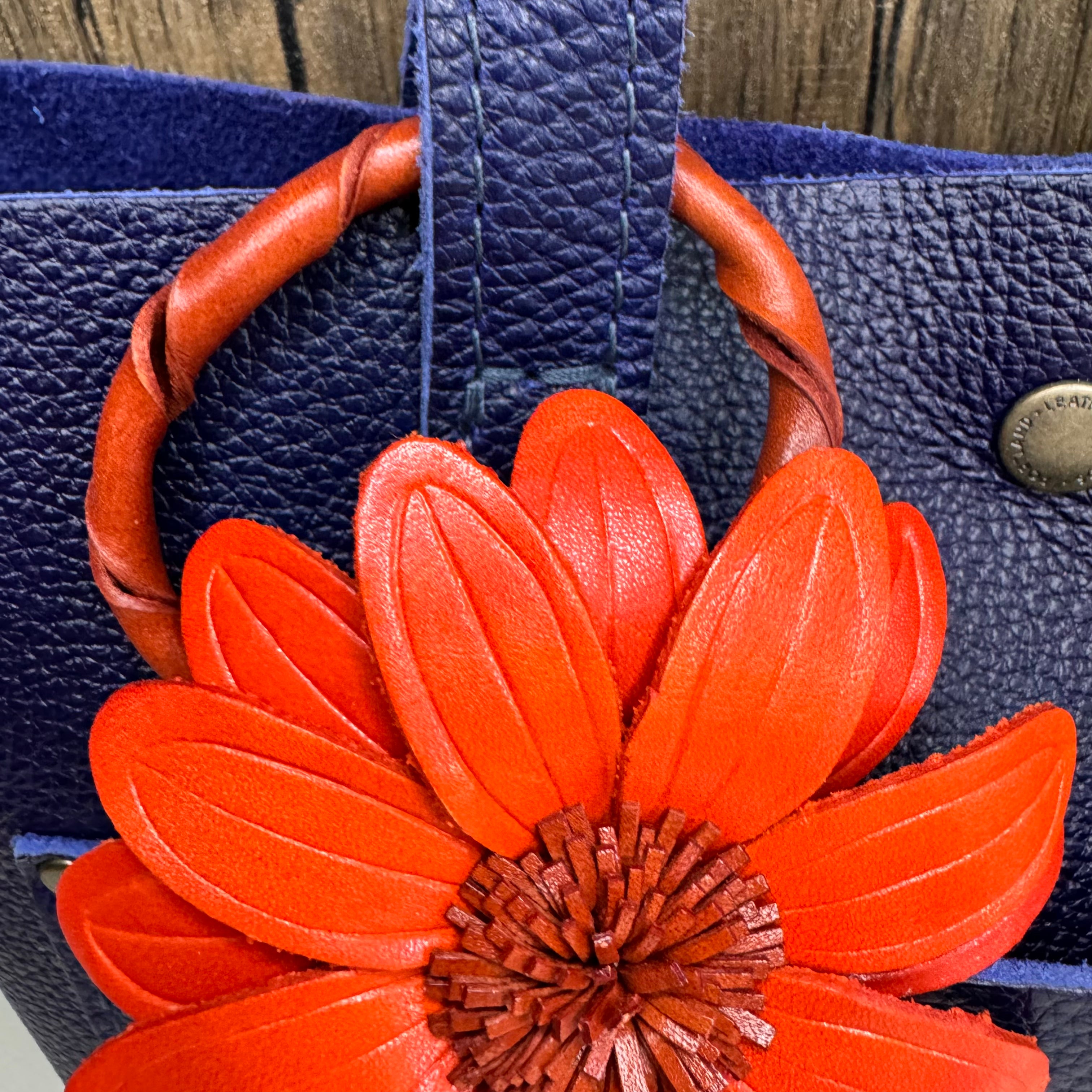 Orange Daisy Flower Leather Bag Charm Autumn Accessories
