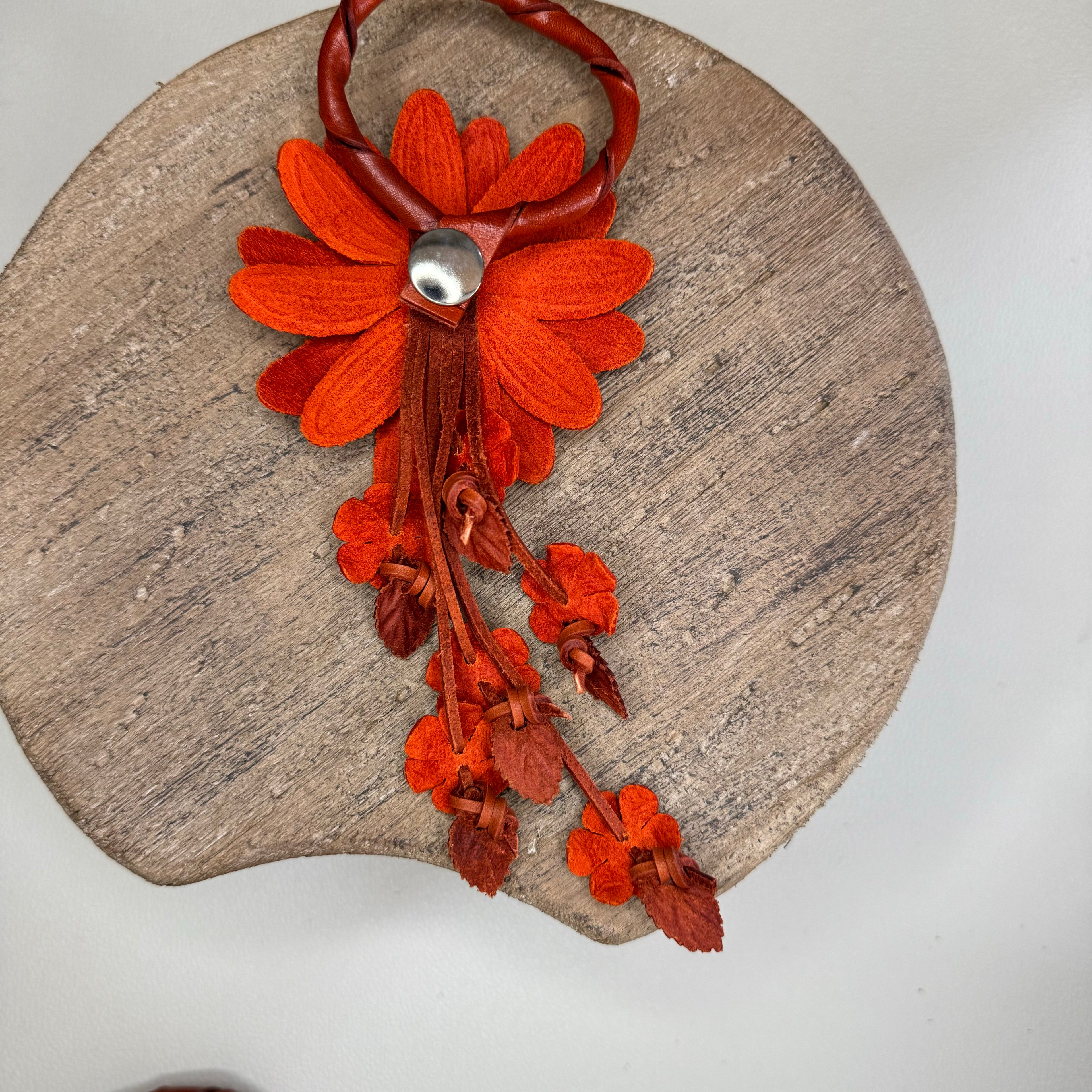 Orange Daisy Flower Leather Bag Charm Autumn Accessories