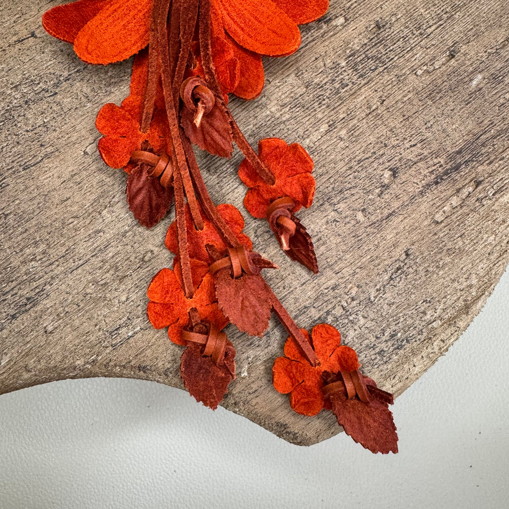 Orange Daisy Flower Leather Bag Charm Autumn Accessories